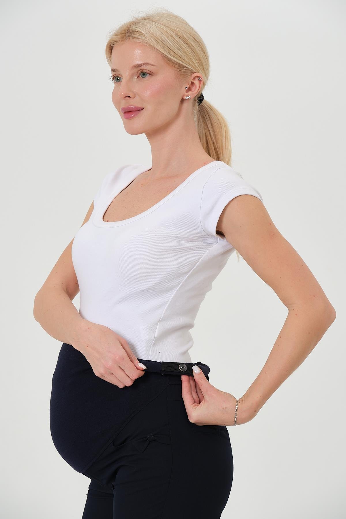 Busa Hamile Yüksel Bel Gabardin Pantolon LACİVERT
