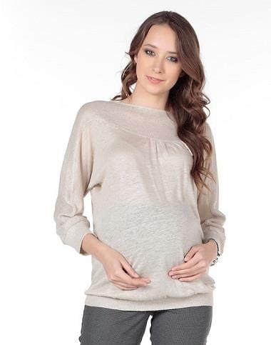 Hamile Bluz Yaka Şeritli Model BEJ