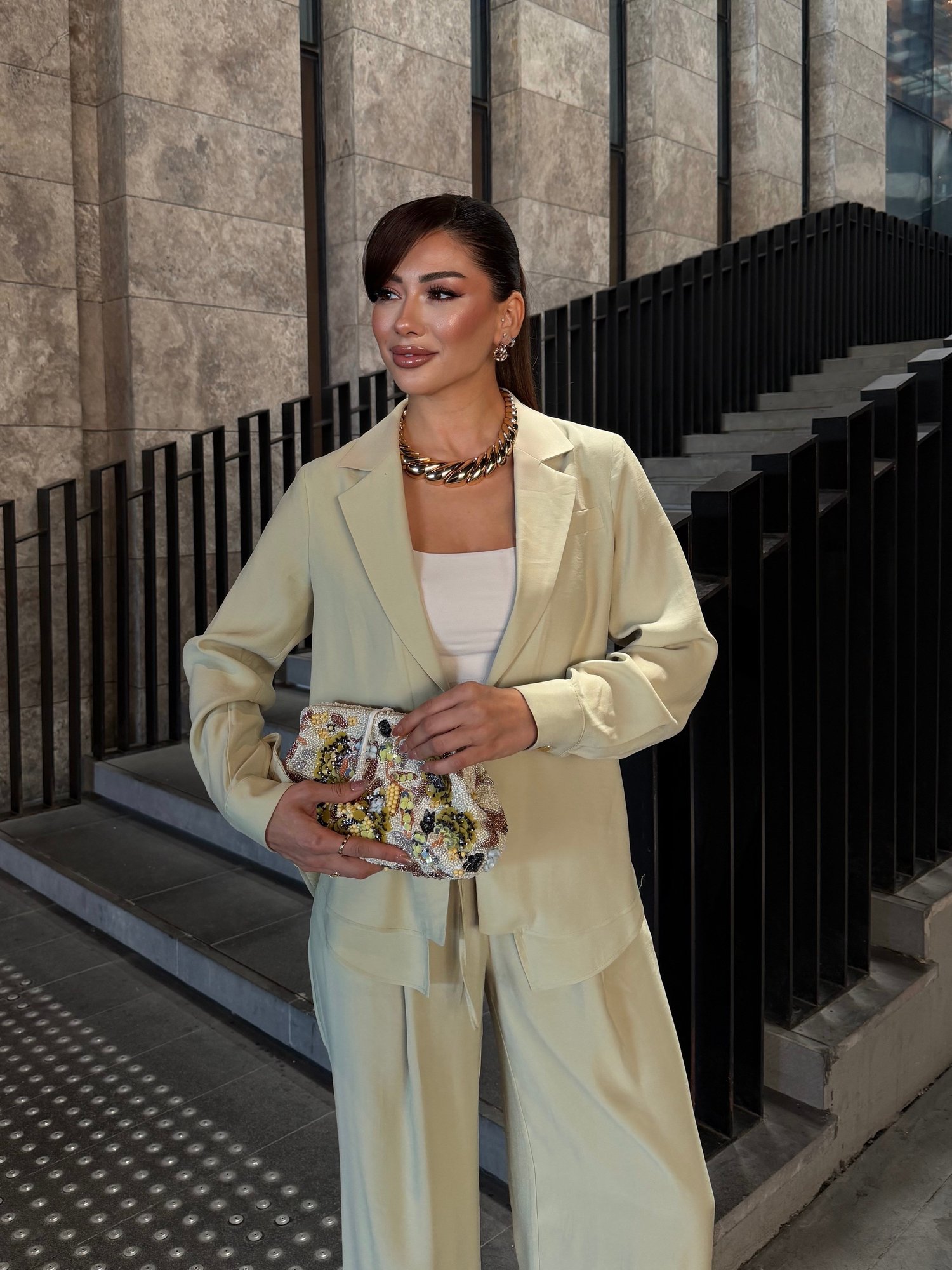 Bağcıklı Astarsız Modal Takım Çağla