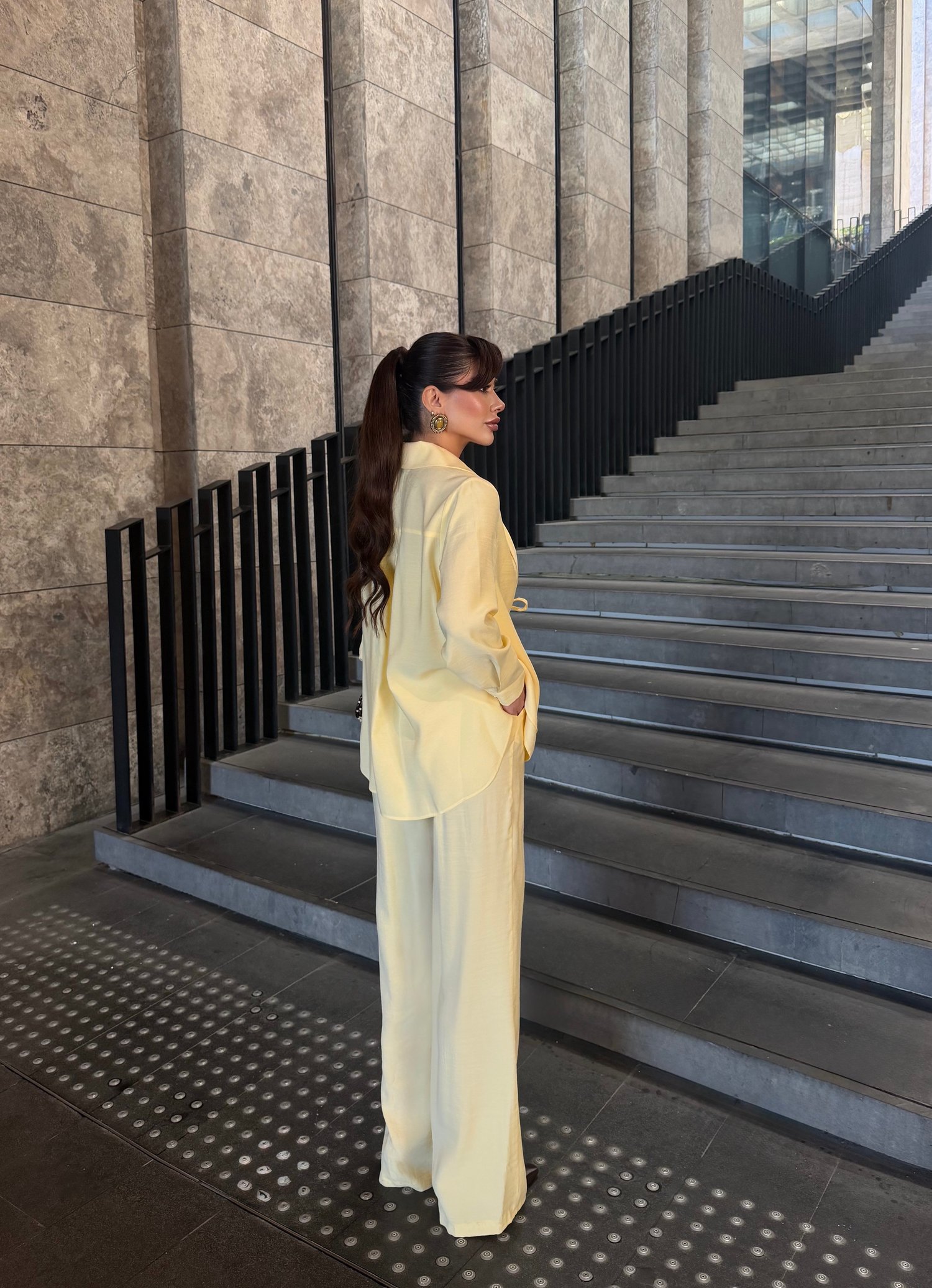 Bağcıklı Astarsız Modal Takım Limon