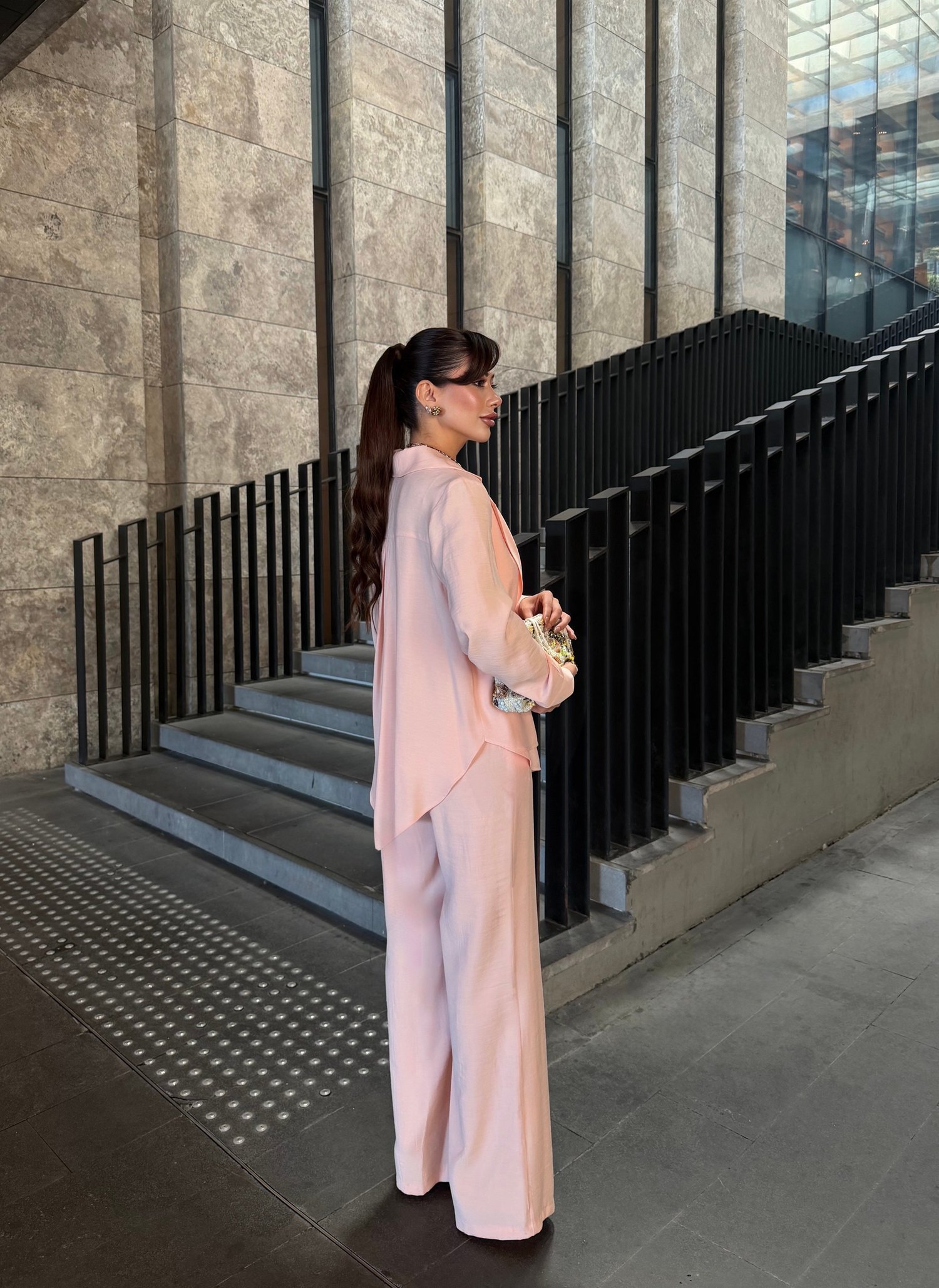 Bağcıklı Astarsız Modal Takım Pembe