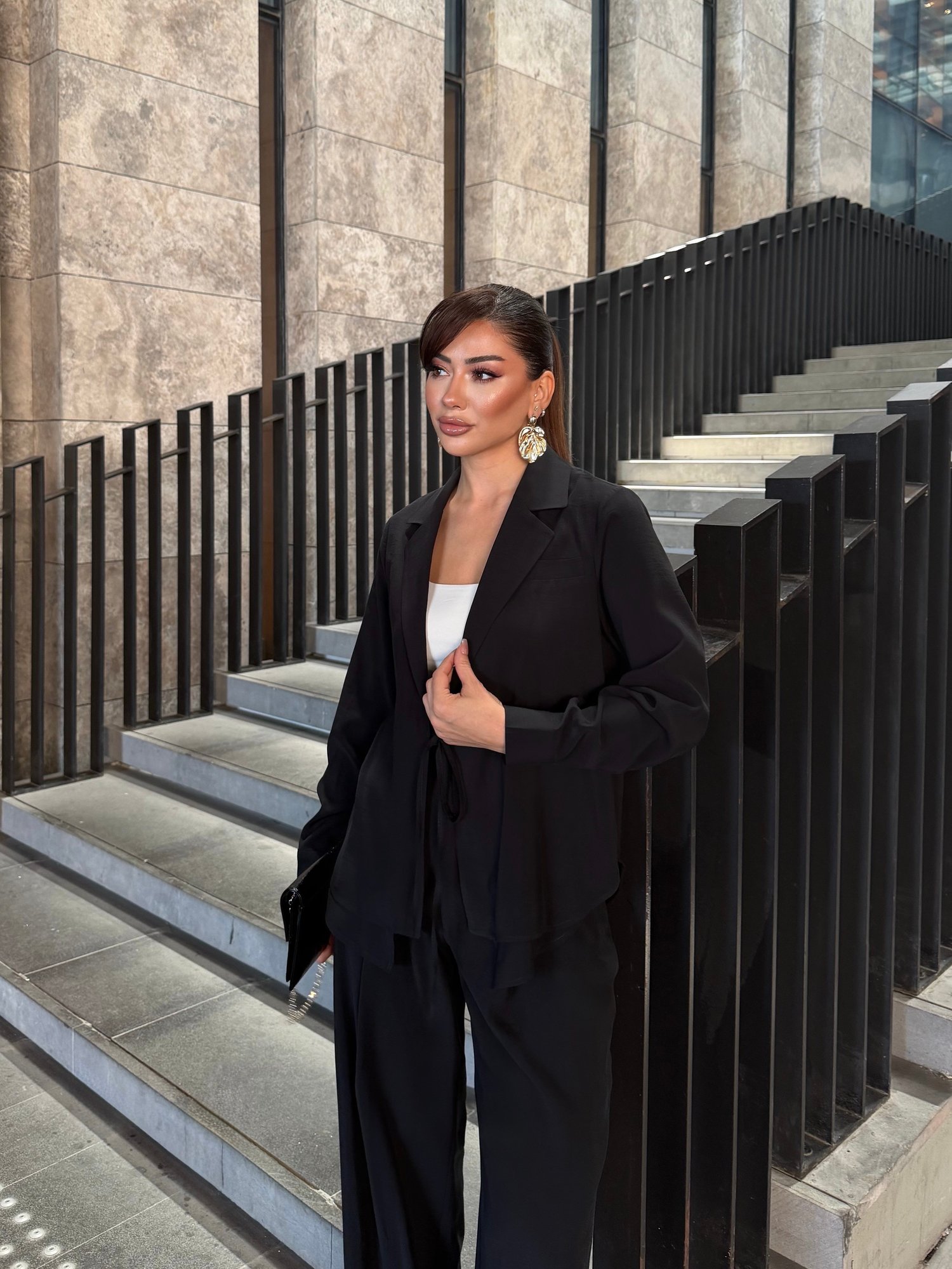 Bağcıklı Astarsız Modal Takım Siyah