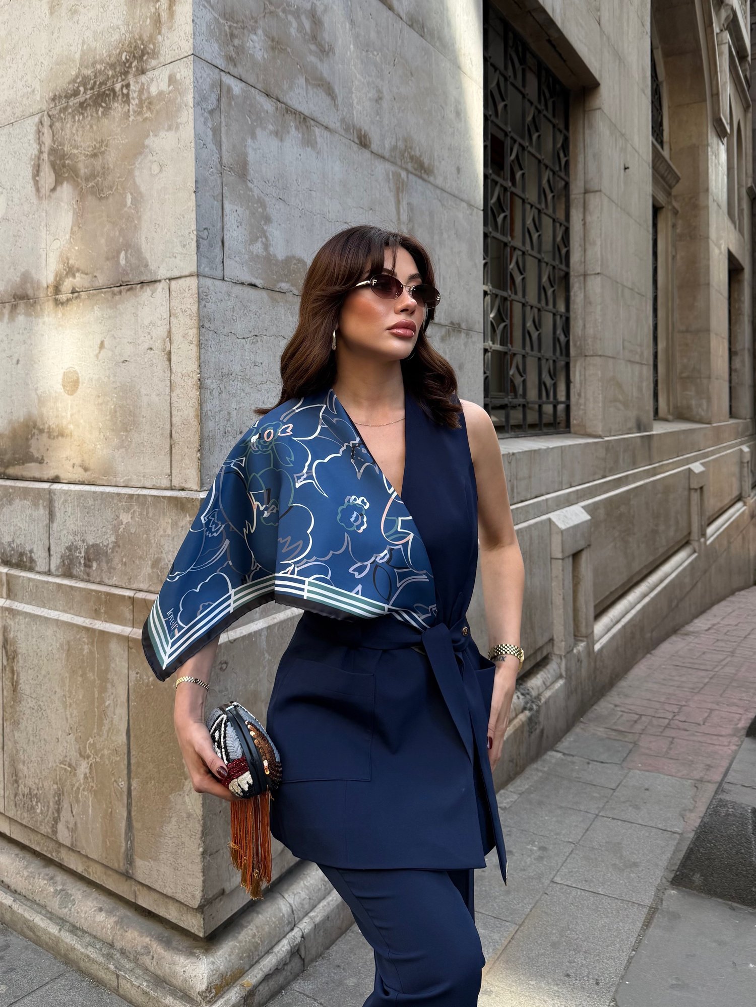 LOVELF Desenli Tivil Saten Eşarp