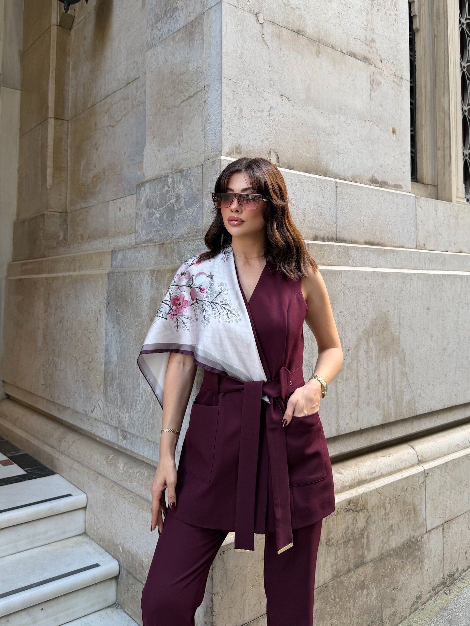 LOVELF Desenli Tivil Saten Eşarp