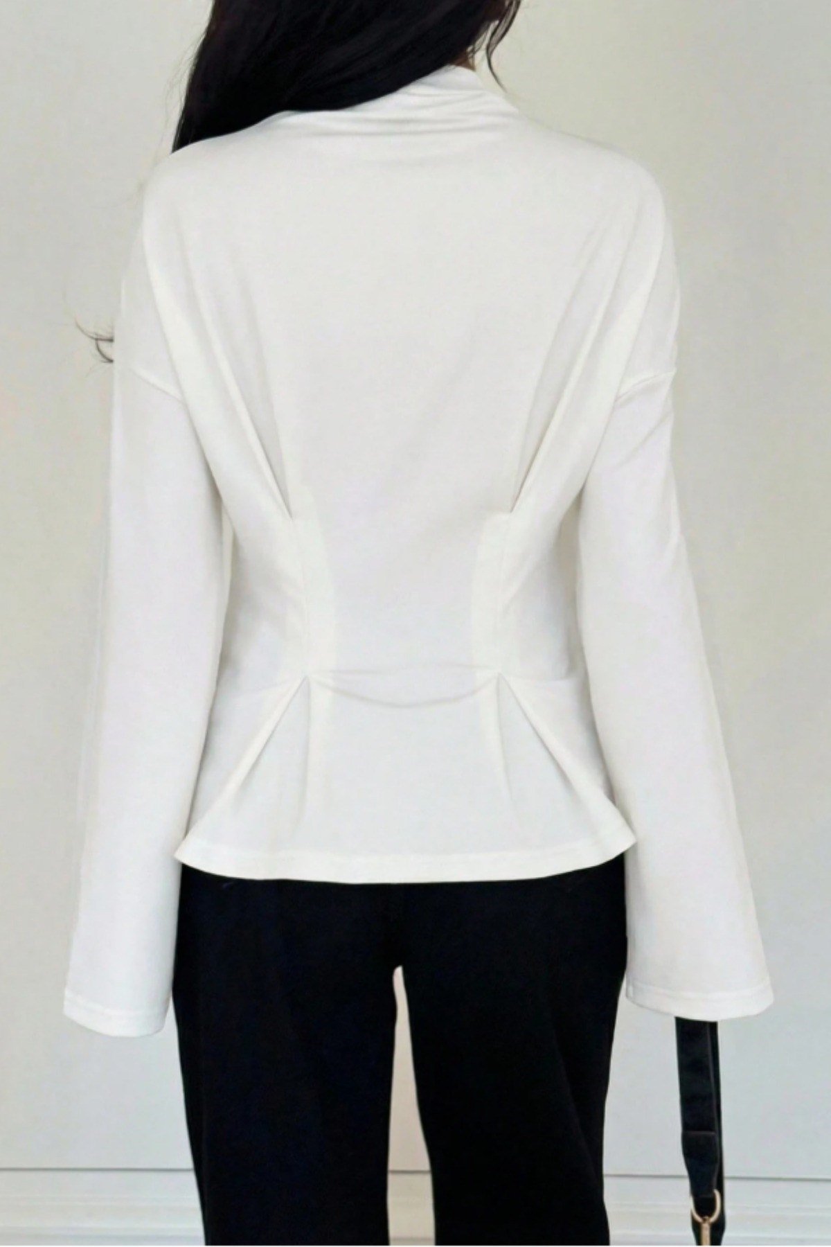 COOL TARZBluzPEPLUMPLT026-Haki-XLKadın Pilet Bel Oturtmalı Peplum Detaylı Uzun Kollu Bluz