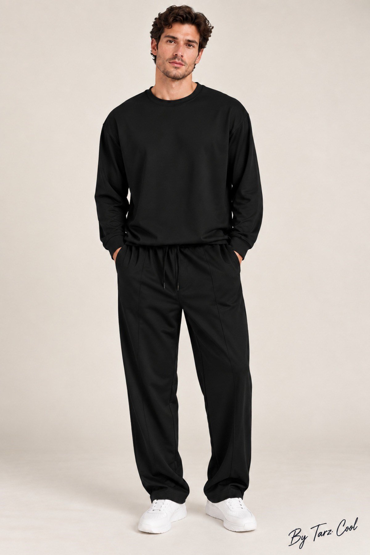 Tarz CoolAlt - Üst TakımOYSTKMER02-Kahverengi-XLErkek Oversize %100 Oyşo Bisiklet Yaka Sweatshirt Bol Paça Alt Üst Takım