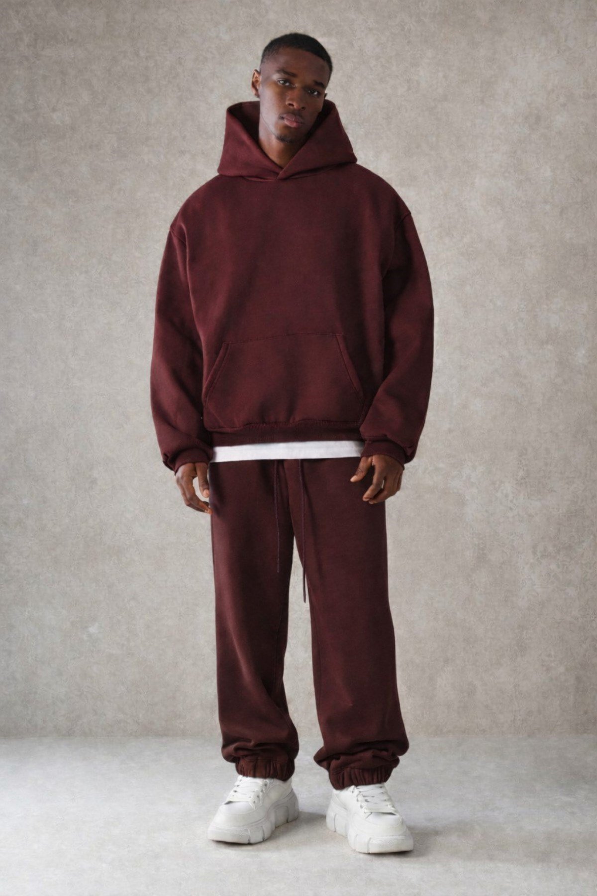Tarz CoolAlt - Üst TakımTCESF025R06Erkek Pamuklu Içi Polarlı Kapüşonlu Basic Relaxed Eşofman Takımı