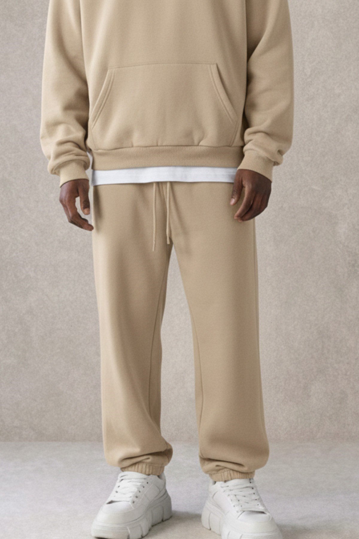 Tarz CoolAlt - Üst TakımTCESF025R06Erkek Pamuklu Içi Polarlı Kapüşonlu Basic Relaxed Eşofman Takımı