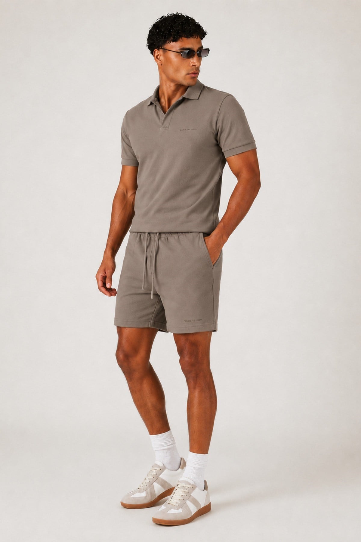Tarz CoolAlt - Üst TakımTİMESRT-026-Siyah-LErkek %100 Pamuk Polo Yaka Tişört ve Şort Takım – Slim Fit Yazlık 2'li Kombin