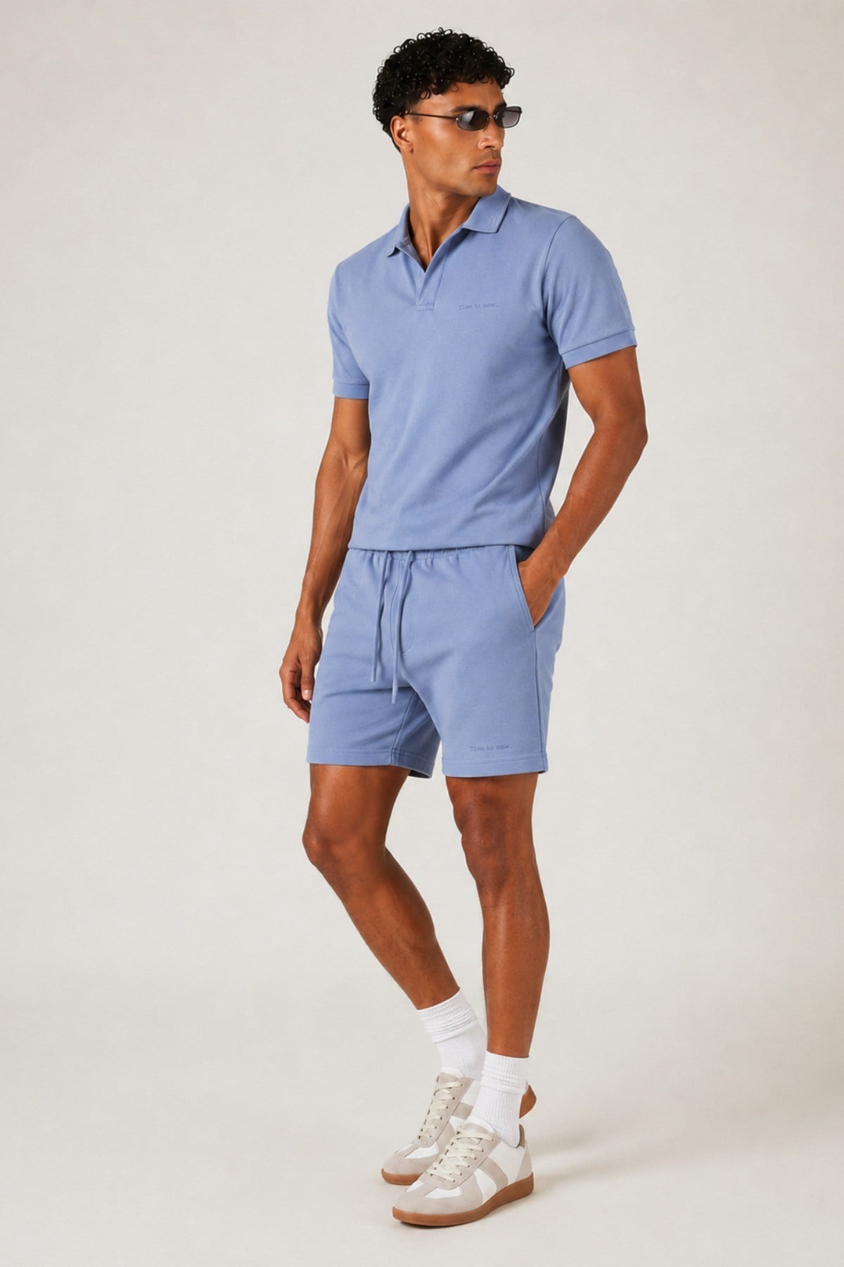 Tarz CoolAlt - Üst TakımTİMESRT-026-Siyah-LErkek %100 Pamuk Polo Yaka Tişört ve Şort Takım – Slim Fit Yazlık 2'li Kombin