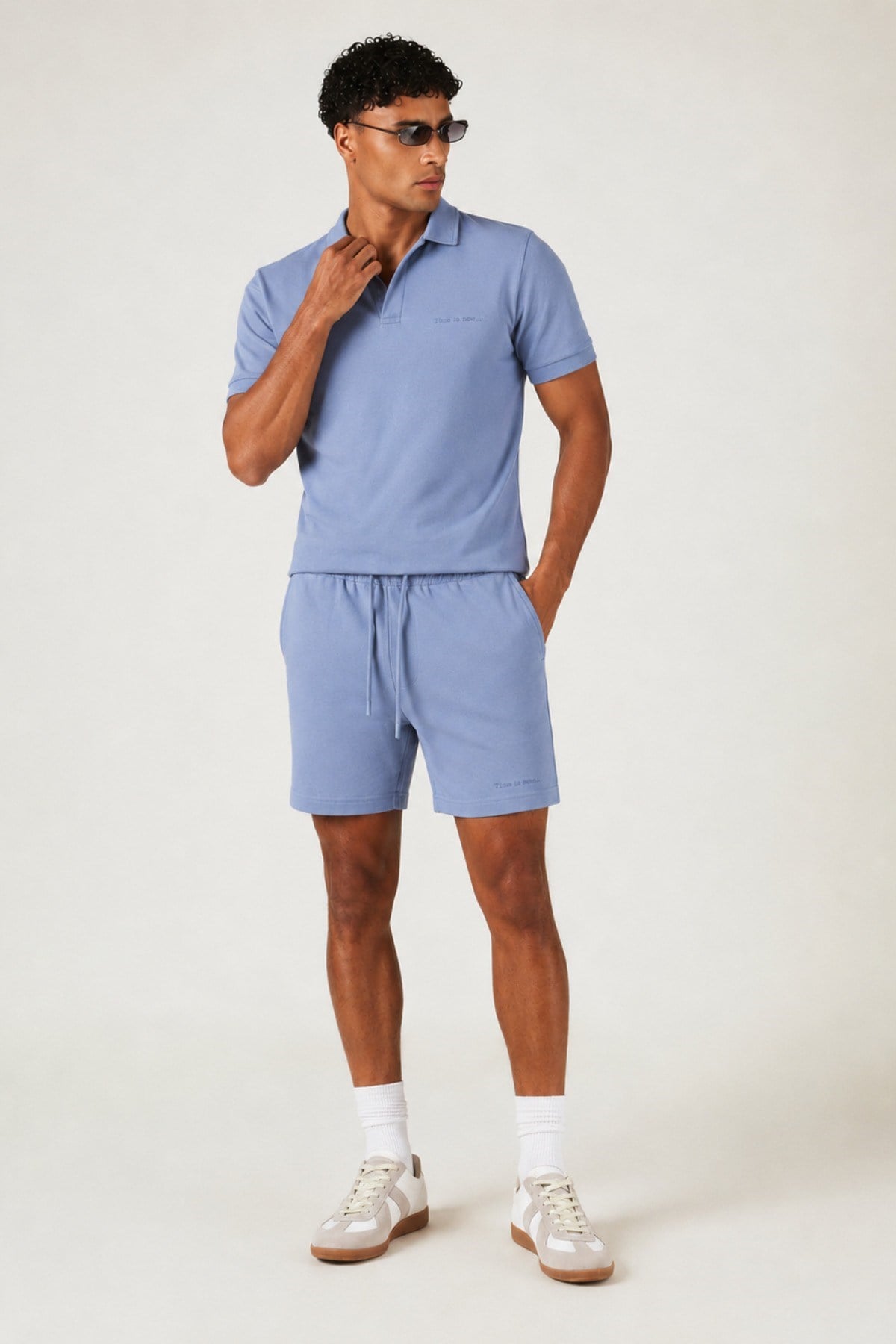 Tarz CoolAlt - Üst TakımTİMESRT-026-Siyah-LErkek %100 Pamuk Polo Yaka Tişört ve Şort Takım – Slim Fit Yazlık 2'li Kombin