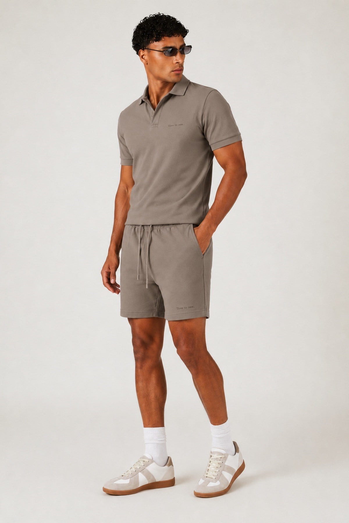 Tarz CoolAlt - Üst TakımTİMESRT-026-Siyah-LErkek %100 Pamuk Polo Yaka Tişört ve Şort Takım – Slim Fit Yazlık 2'li Kombin
