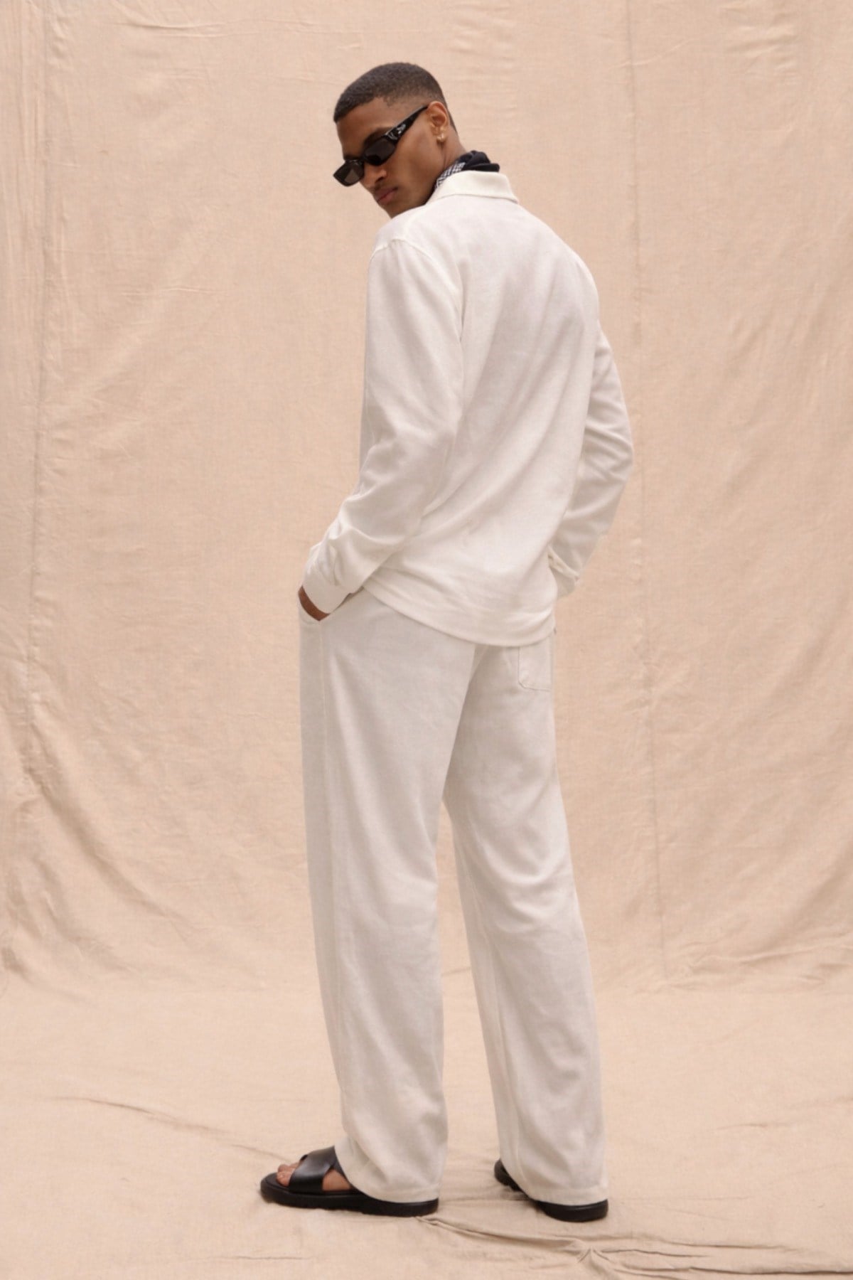 Tarz CoolAlt - Üst TakımTNSL-TKM-026-Haki-LErkek Haki Tencel Kumaş Oversize Gömlek Pantolon Takım – Rahat Kesim Yazlık Kombin