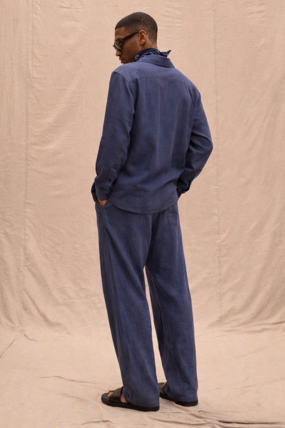 Tarz CoolAlt - Üst TakımTNSL-TKM-026-Haki-LErkek Haki Tencel Kumaş Oversize Gömlek Pantolon Takım – Rahat Kesim Yazlık Kombin