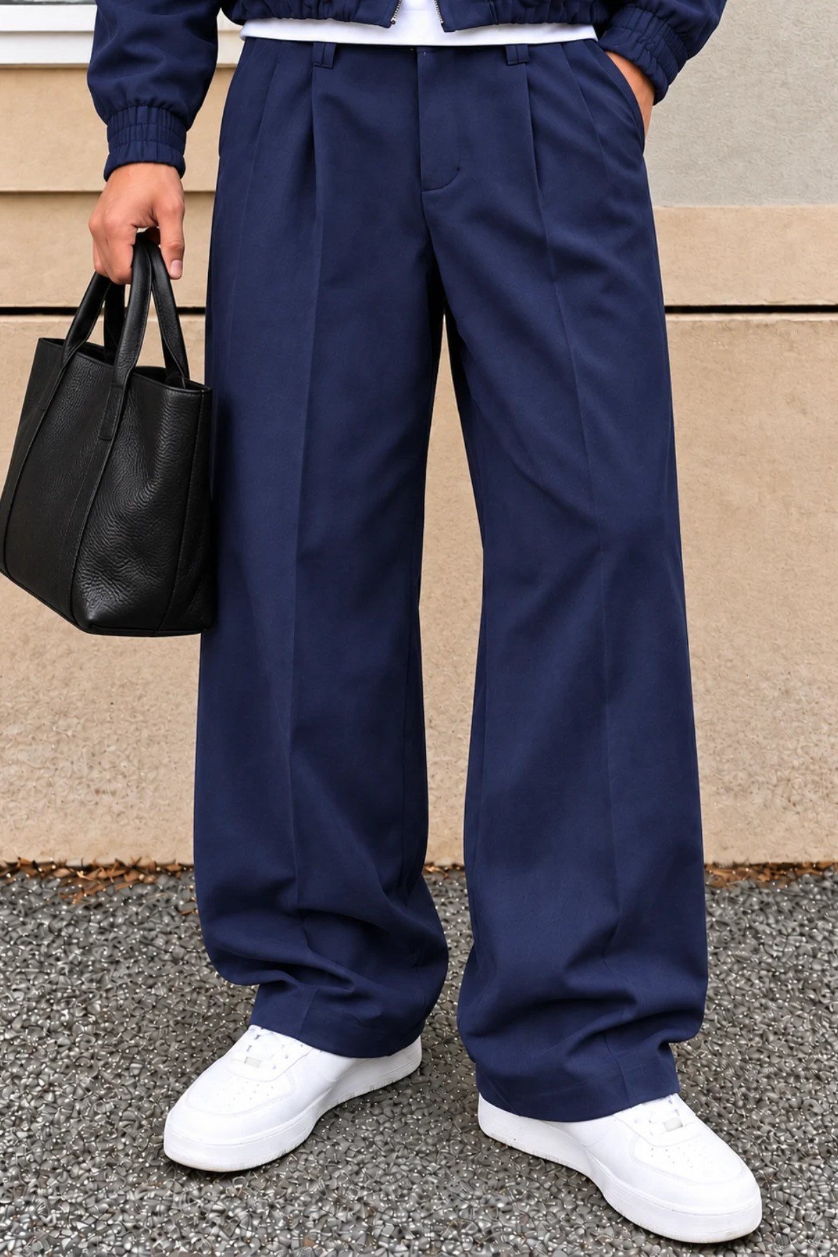 Tarz CoolAlt - Üst TakımTRZK2721-Kahverengi-LErkek Oversize Çift Fermuarlı Ceket ve Baggy Pantolon Alt Üst Takım