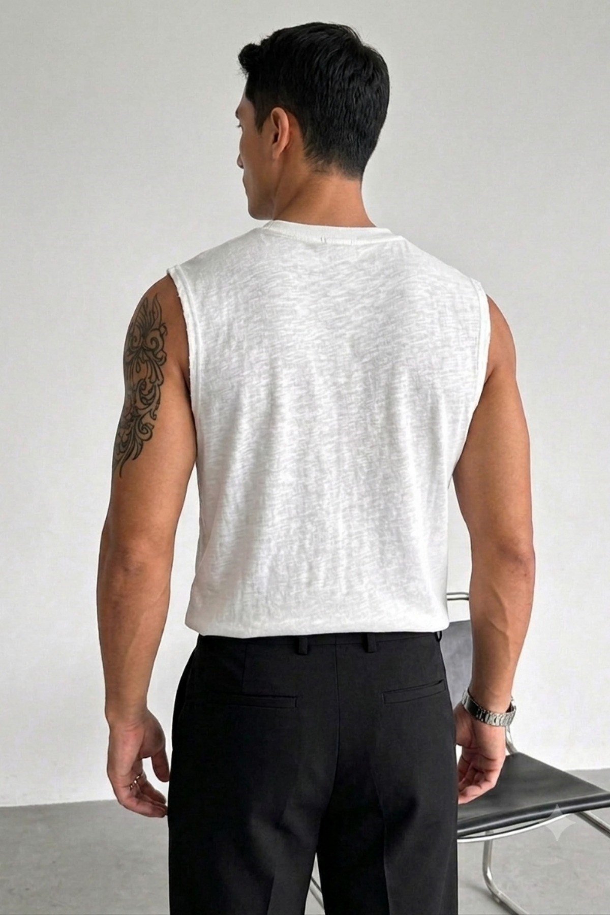 Tarz CoolAtletFLM-MLN-2026-Beyaz-MErkek Milano Nakışlı Flamlı Pamuklu Ham Yaka (Pis Yaka) Regular Fit Kolsuz T-Shirt / Atlet