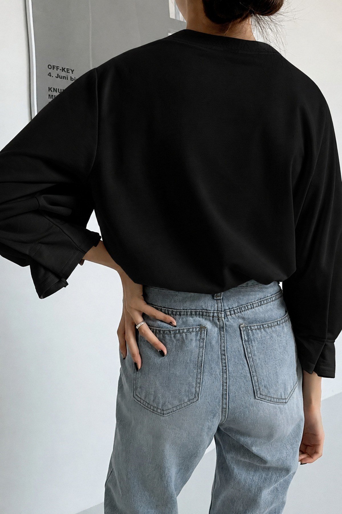 Tarz CoolBluzKDN-FKR-001-SYH-L/XLKadın Modern Kesim Fakir Kol Detaylı Oversize Basic Bluz