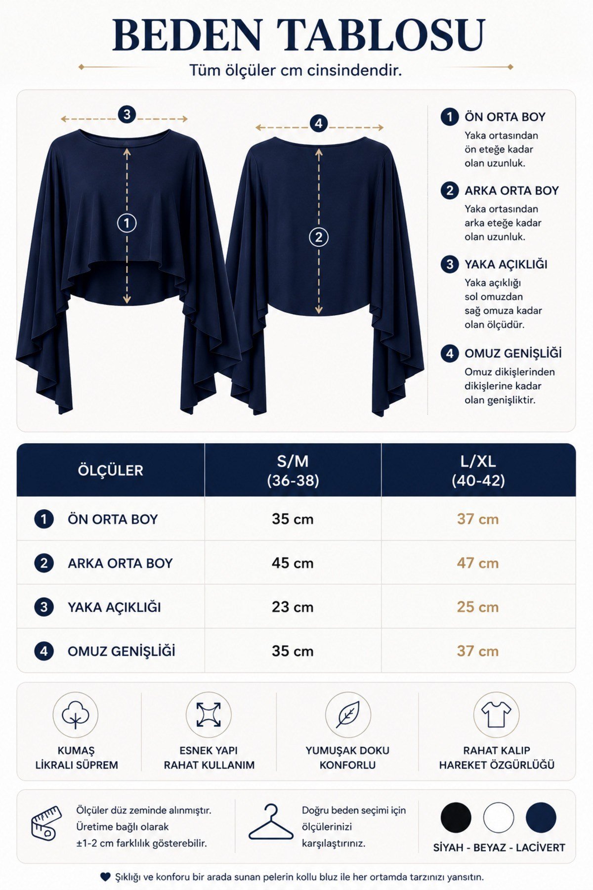 Tarz CoolBluzKDN-PLR-002-LCV-LXLKadın Kayık Yaka Pelerin Bluz Salaş Şık Crop Bluz