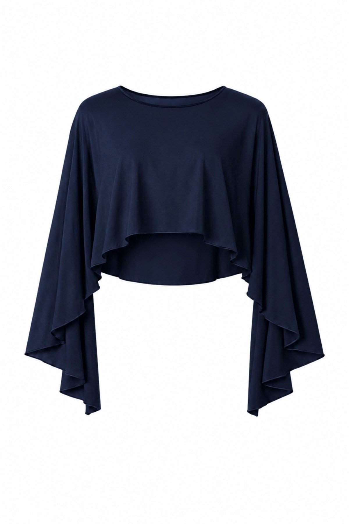 Tarz CoolBluzKDN-PLR-002-LCV-LXLKadın Kayık Yaka Pelerin Bluz Salaş Şık Crop Bluz