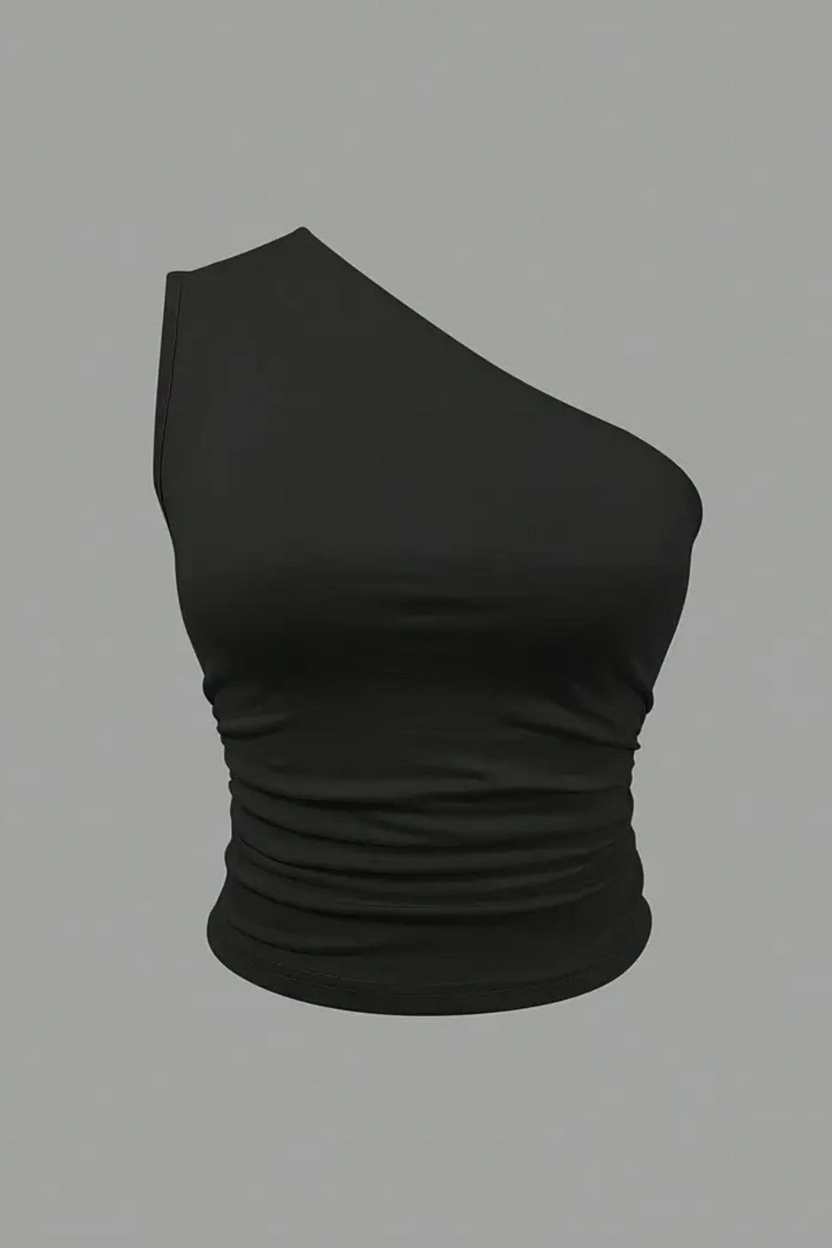 Tarz CoolBluzTEKOMZ030S-MKadın Tek Omuzlu Basic Dar Kesim Slim Fit Bluz