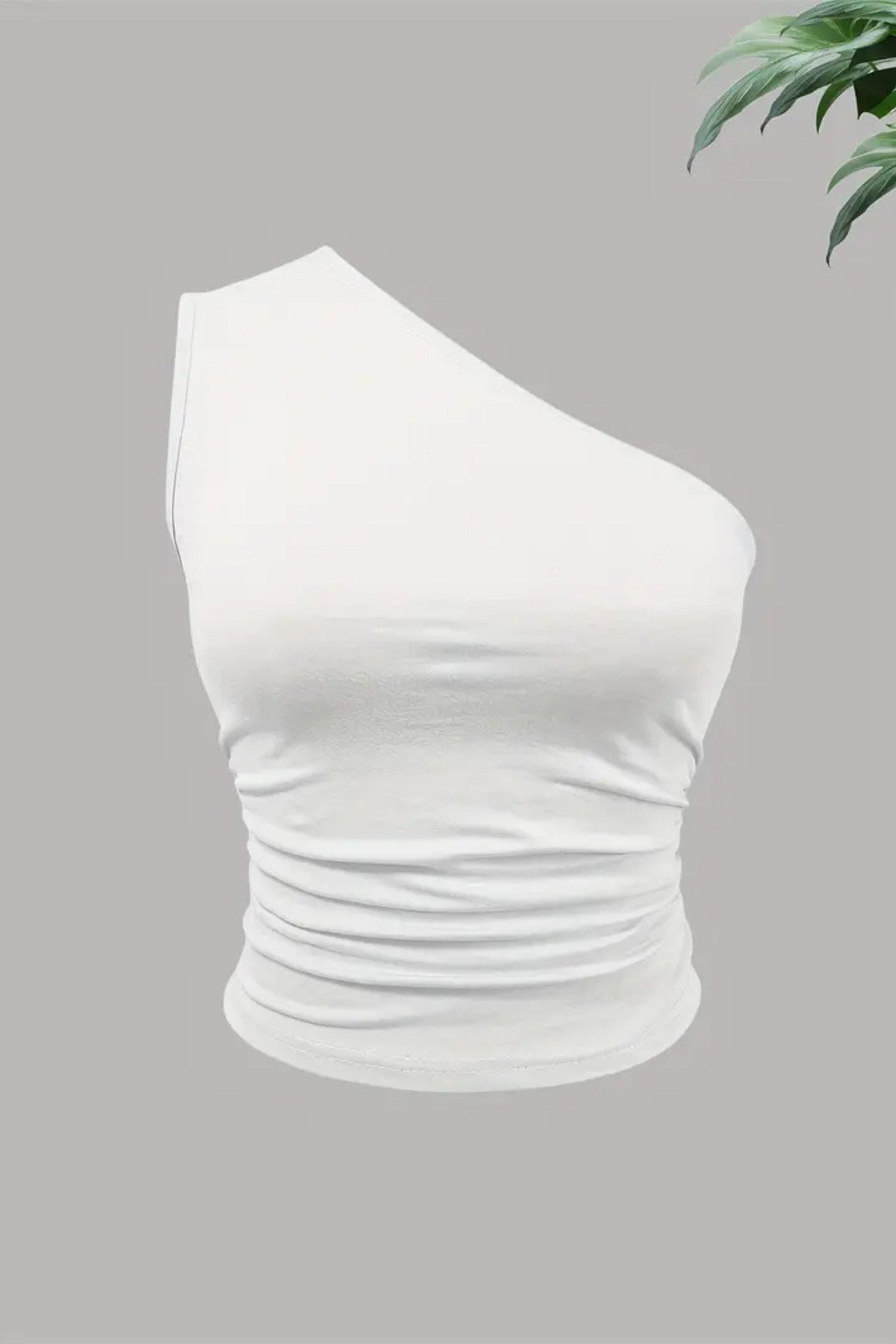 Tarz CoolBluzTEKOMZ030S-MKadın Tek Omuzlu Basic Dar Kesim Slim Fit Bluz