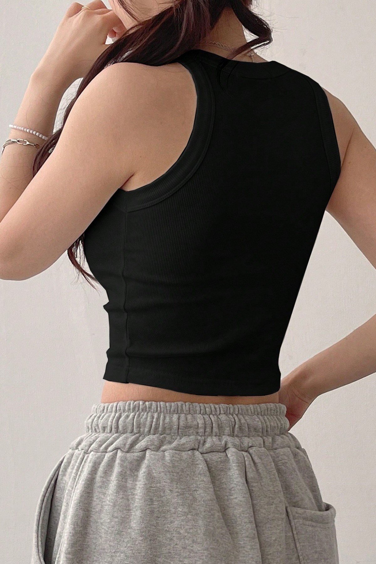 Tarz CoolCropACRP025R01Kadın Kaşkorse Geniş Askılı Fitilli Crop Atlet