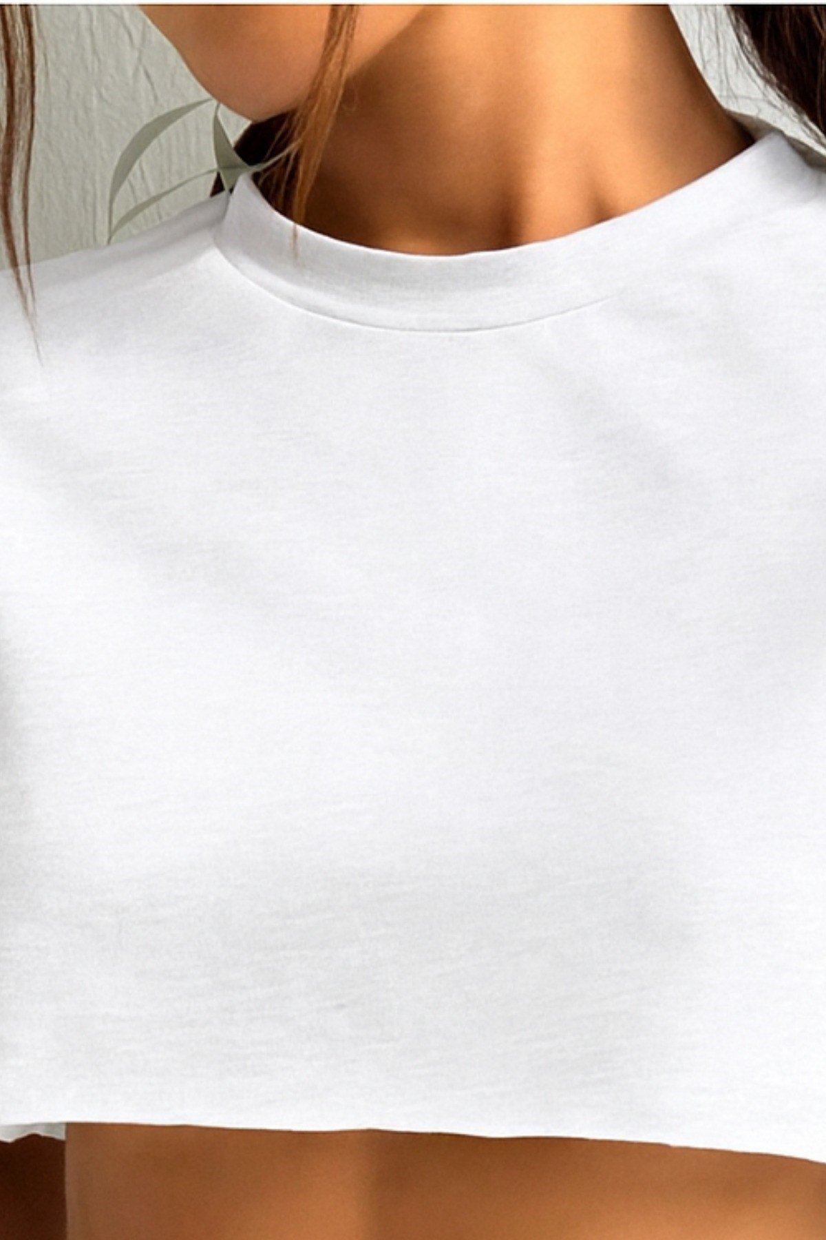 Tarz CoolCropBSCRPY025R02Kadın Bisiklet Yaka Oversize Crop T-Shirt