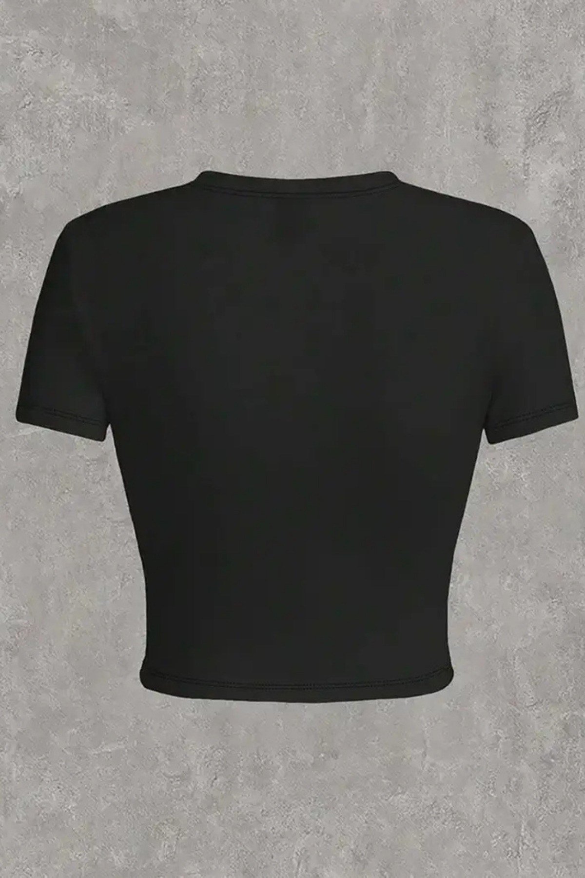 Tarz CoolCropCHRYCRP01-B-LKadın Baskılı Crop Tişört - Cherry Desenli, Yazlık Kısa Kollu Bluz