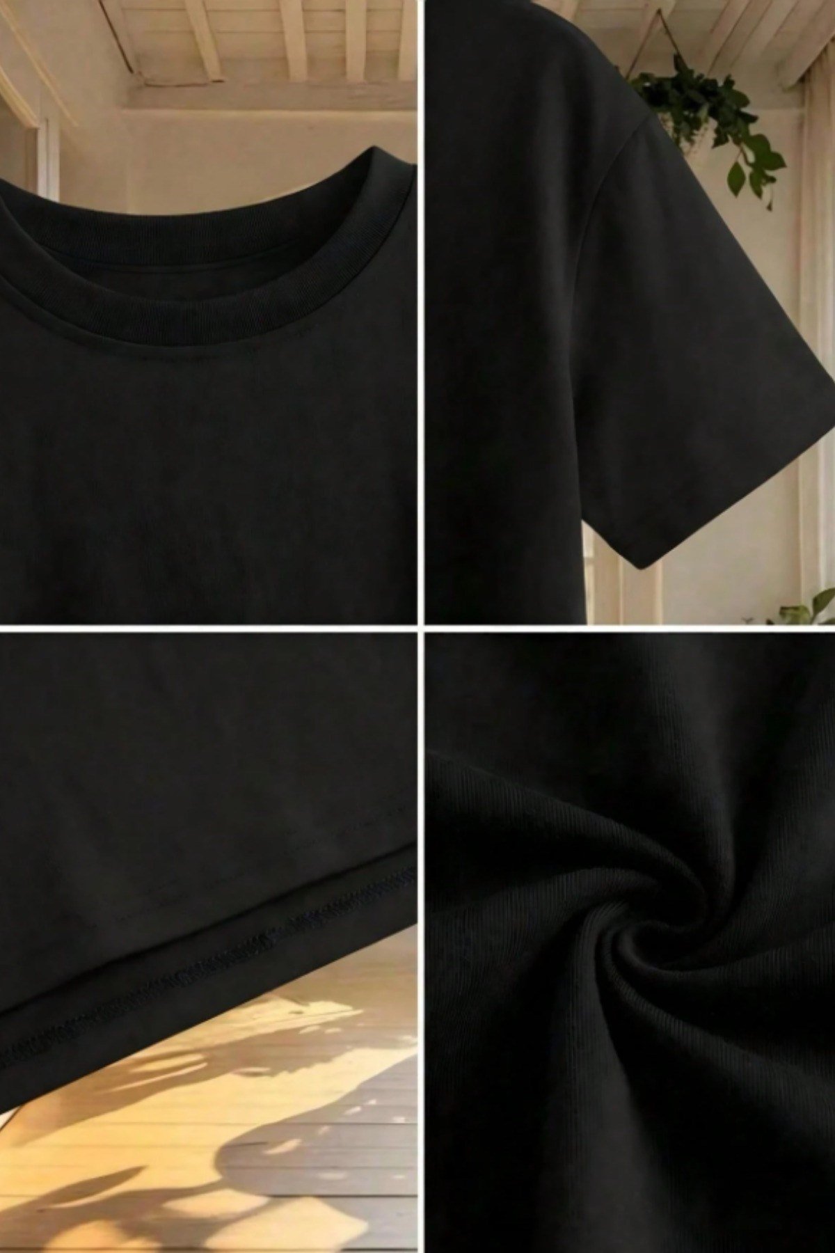 Tarz CoolCropCRPOVRSZ027SYHLXLKadın Bisiklet Yaka Oversize Crop Tişört - %100 Pamuklu Basic Kısa Kol