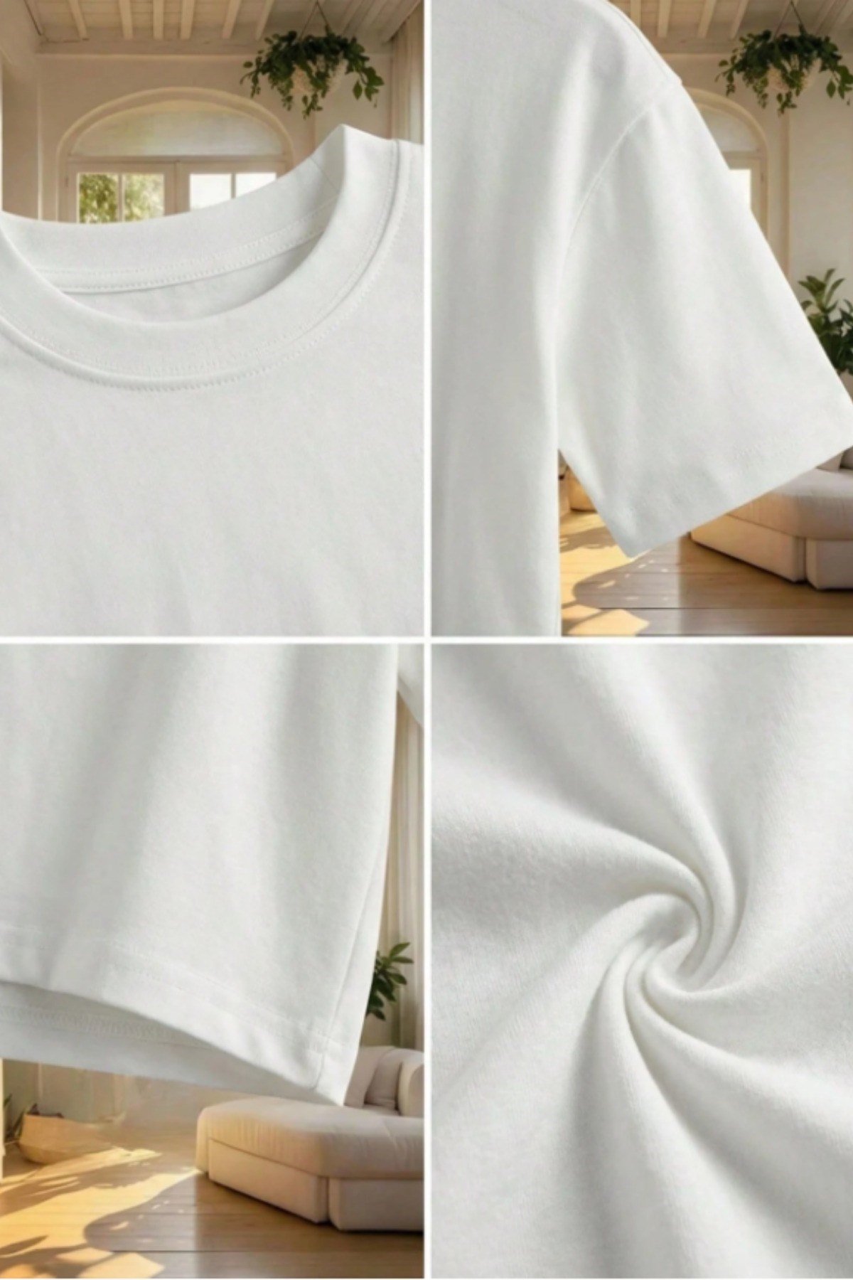 Tarz CoolCropCRPOVRSZ027SYHLXLKadın Bisiklet Yaka Oversize Crop Tişört - %100 Pamuklu Basic Kısa Kol