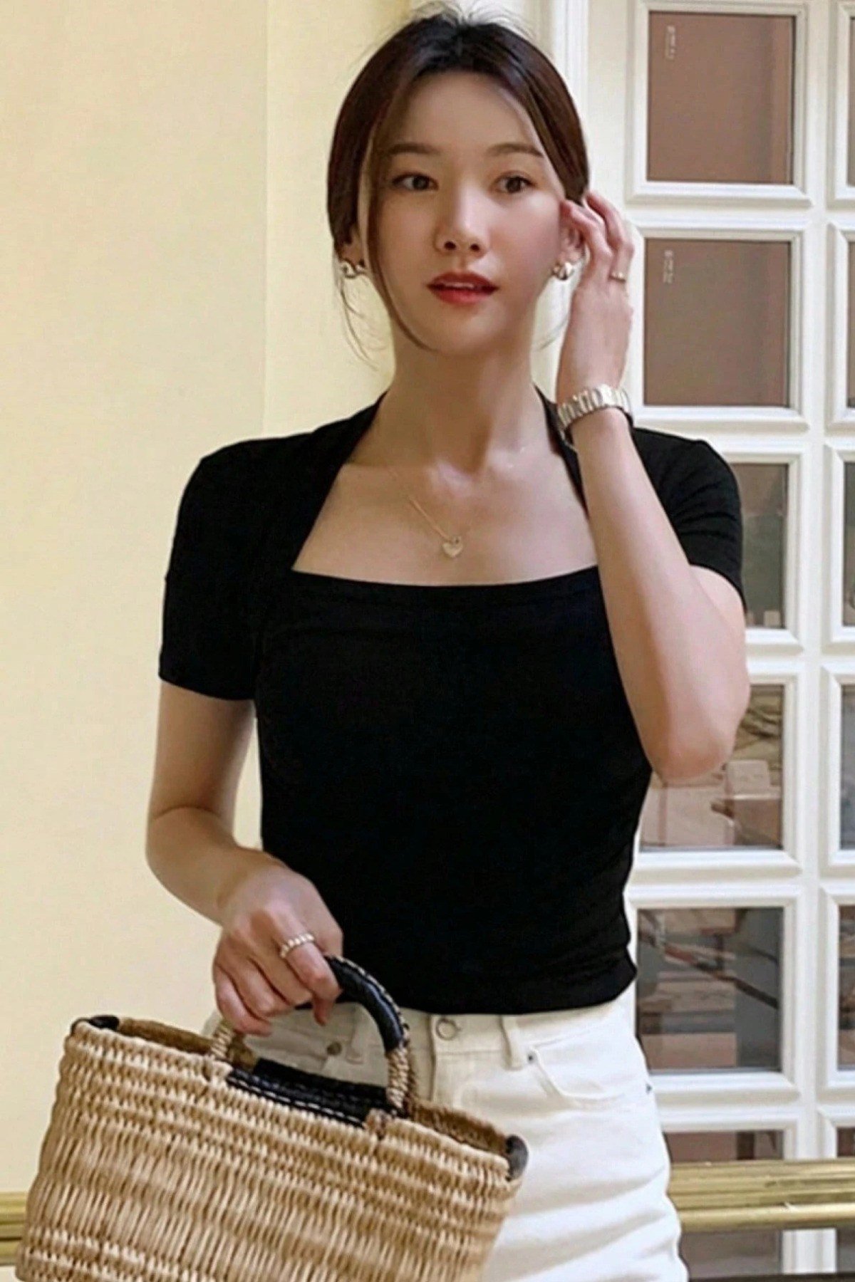 Tarz CoolCropKDN-KĞTŞ-01-HKİ-XLKadın Haki Kuğu Yaka Slim Kısa Kollu Fit Crop Bluz