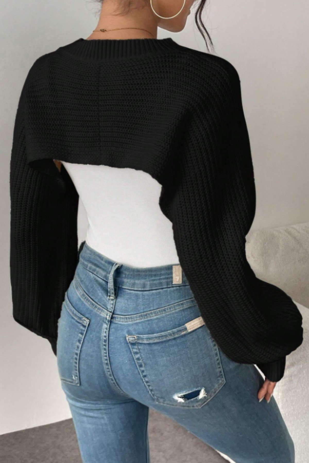 Tarz CoolCropSPCRPKZK026BYZLKadın Dekolteli Crop Triko Bolero