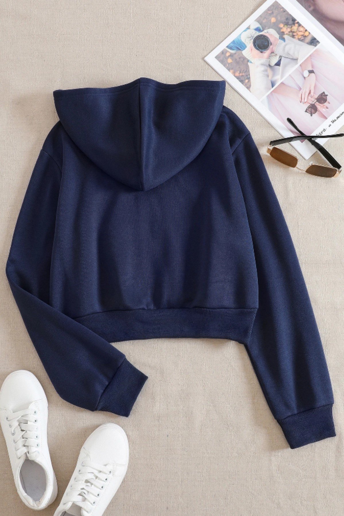 Tarz CoolCropSWTCRP025R04Kadın Kapüşonlu Şardonlu Crop Sweatshirt