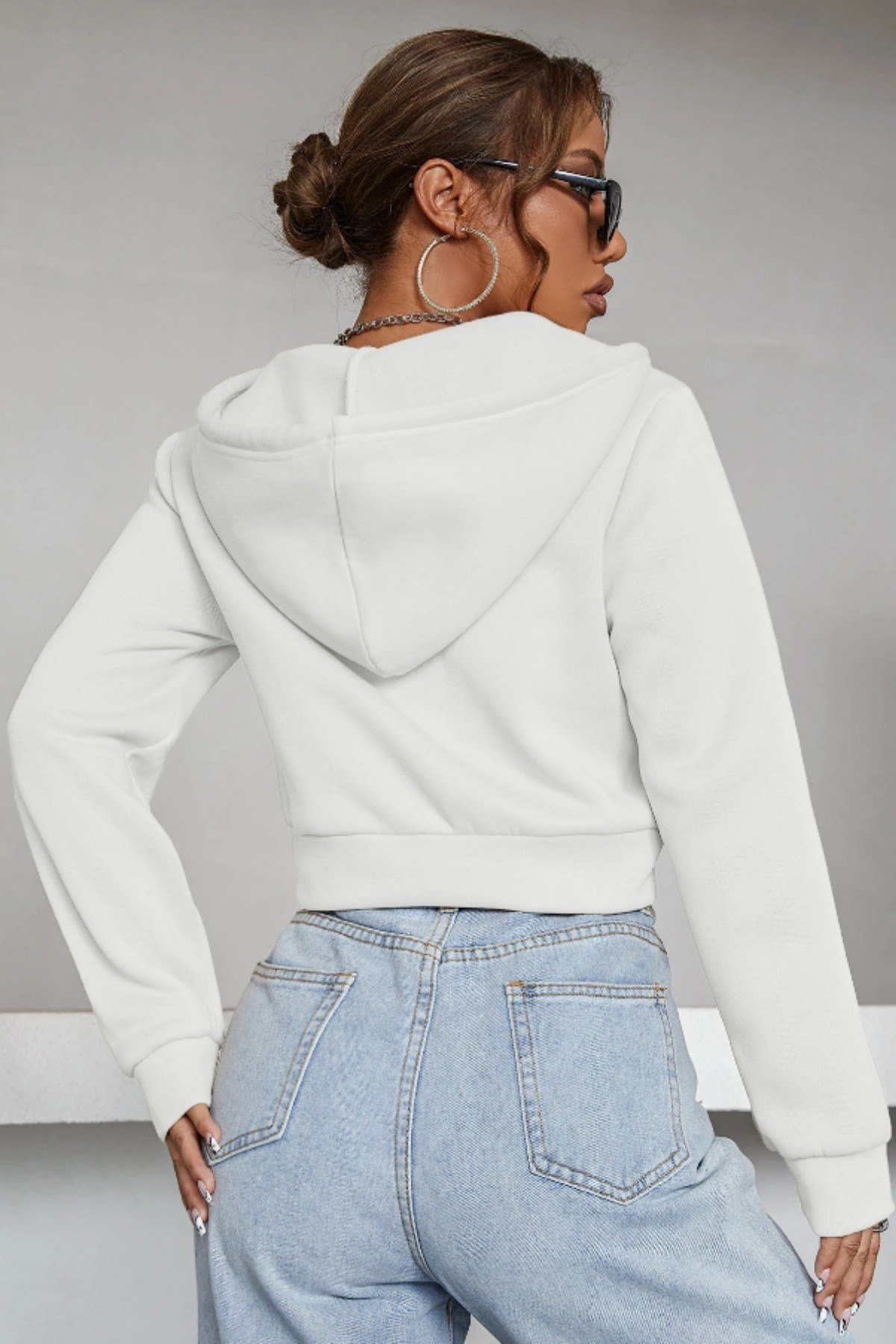 Tarz CoolCropSWTCRP025R04Kadın Kapüşonlu Şardonlu Crop Sweatshirt