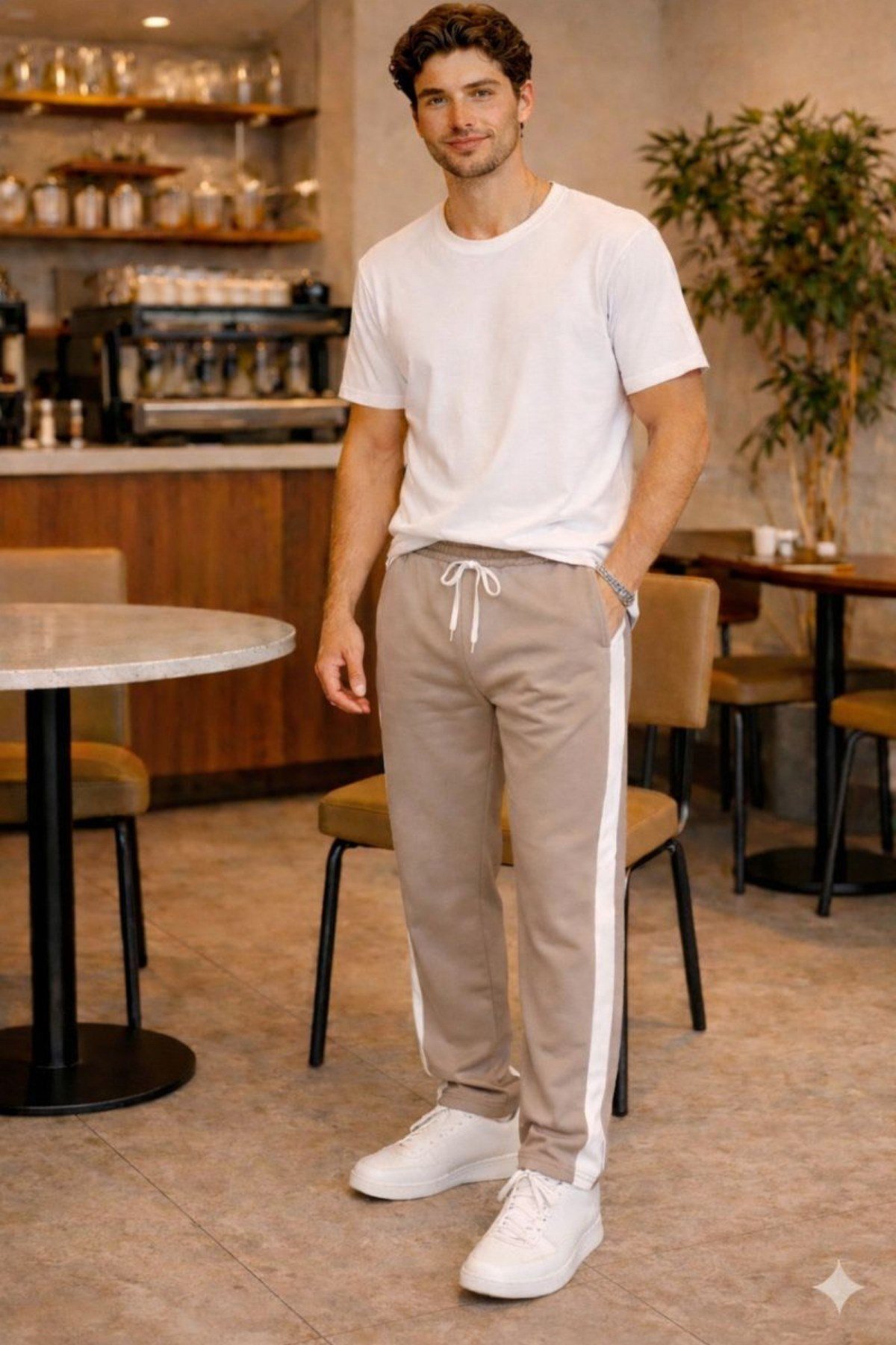 Tarz CoolEşofman AltıESF26001BYZXLErkek Şeritli Eşofman Altı Bağcıklı Baggy Rahat Kesim Günlük Spor Pantolon