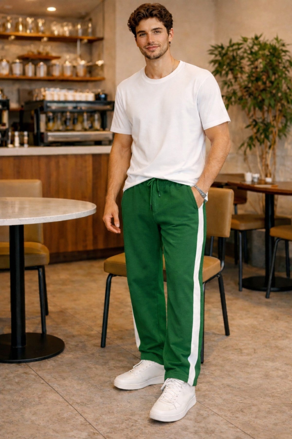 Tarz CoolEşofman AltıESF26001BYZXLErkek Şeritli Eşofman Altı Bağcıklı Baggy Rahat Kesim Günlük Spor Pantolon