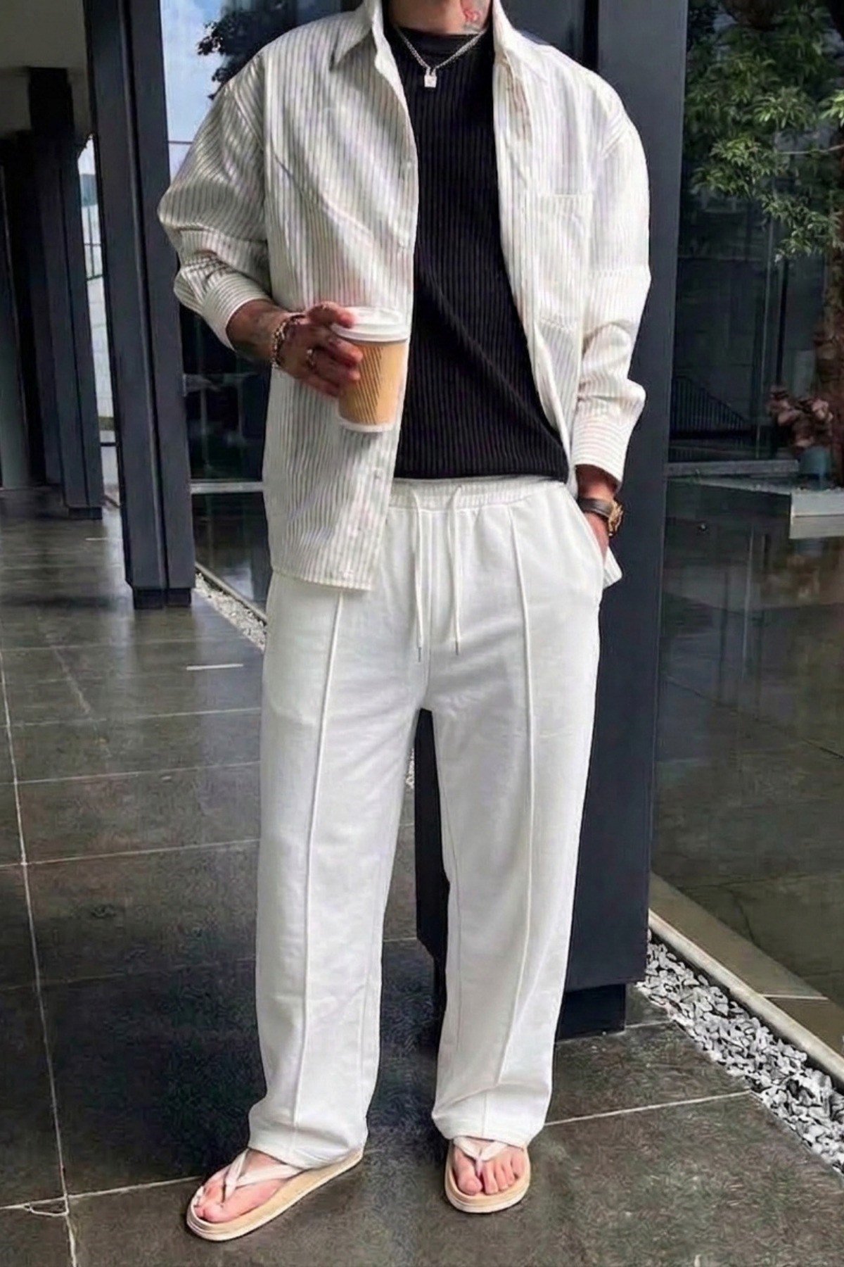 Tarz CoolEşofman AltıTC-2707-Gri-XLErkek Regular Fit Düz Paça Bağcıklı 2 İplik Pamuklu Pantolon Eşofman Alt