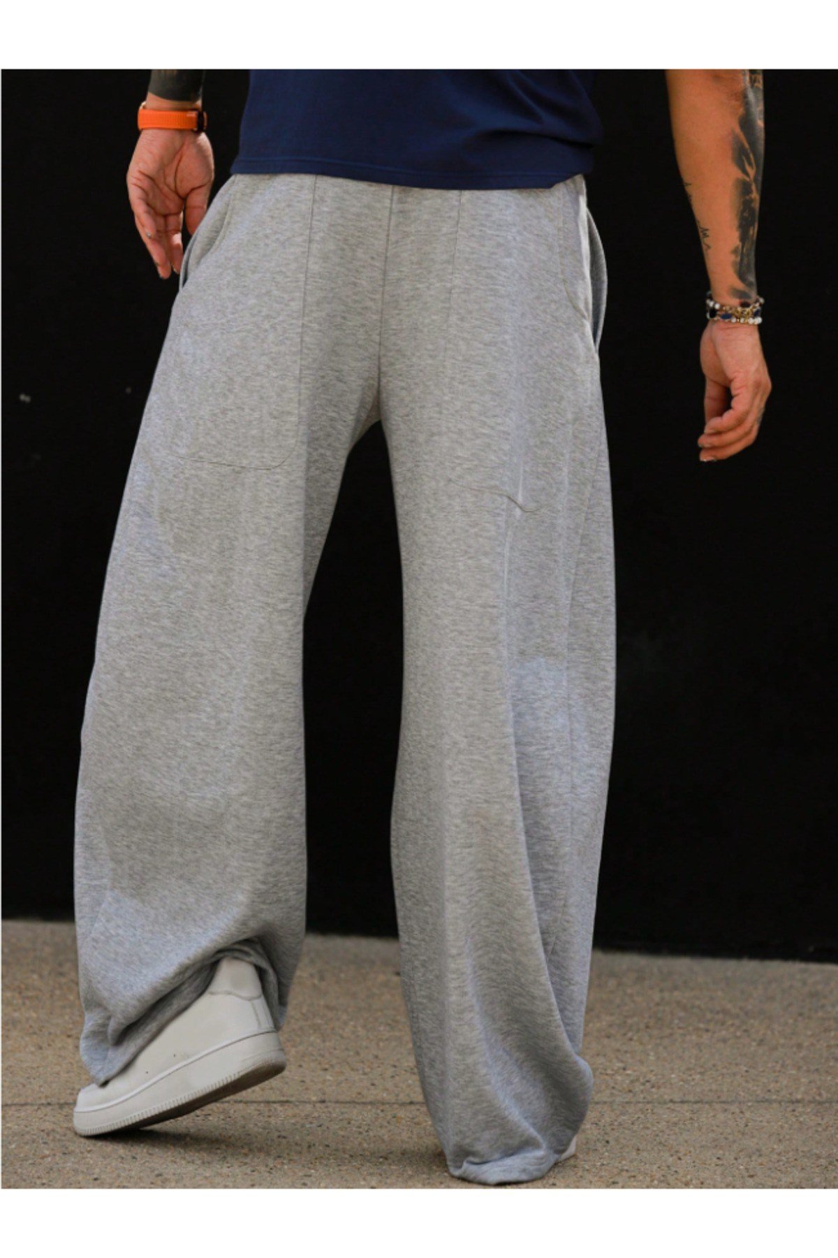 Tarz CoolEşofman AltıTC-ESFOVR-026-Lacivert-SErkek Oversize Eşofman Altı Bağcıklı Rahat Kalıp Günlük Basic Jogger Pantolon