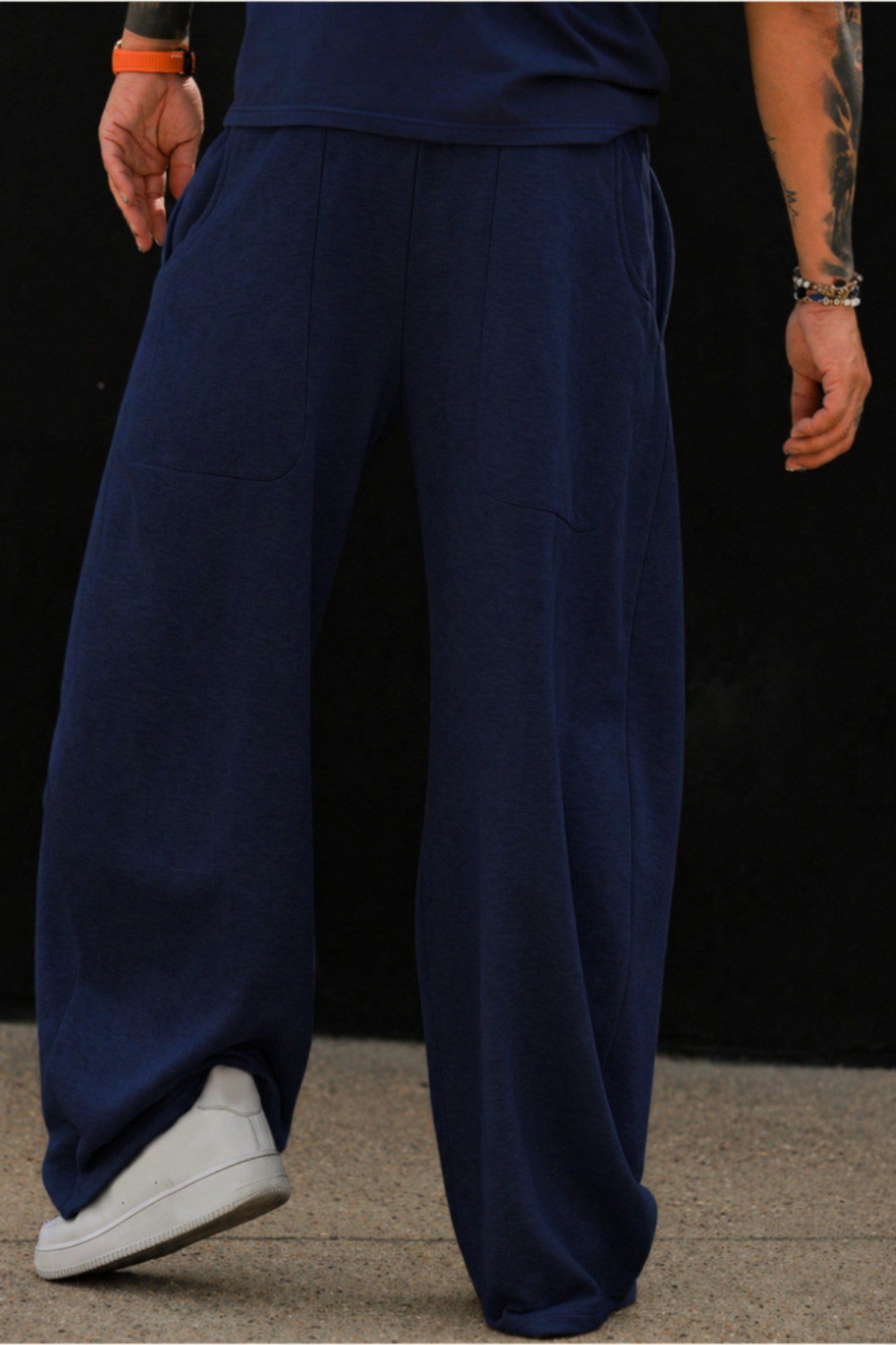 Tarz CoolEşofman AltıTC-ESFOVR-026-Lacivert-SErkek Oversize Eşofman Altı Bağcıklı Rahat Kalıp Günlük Basic Jogger Pantolon