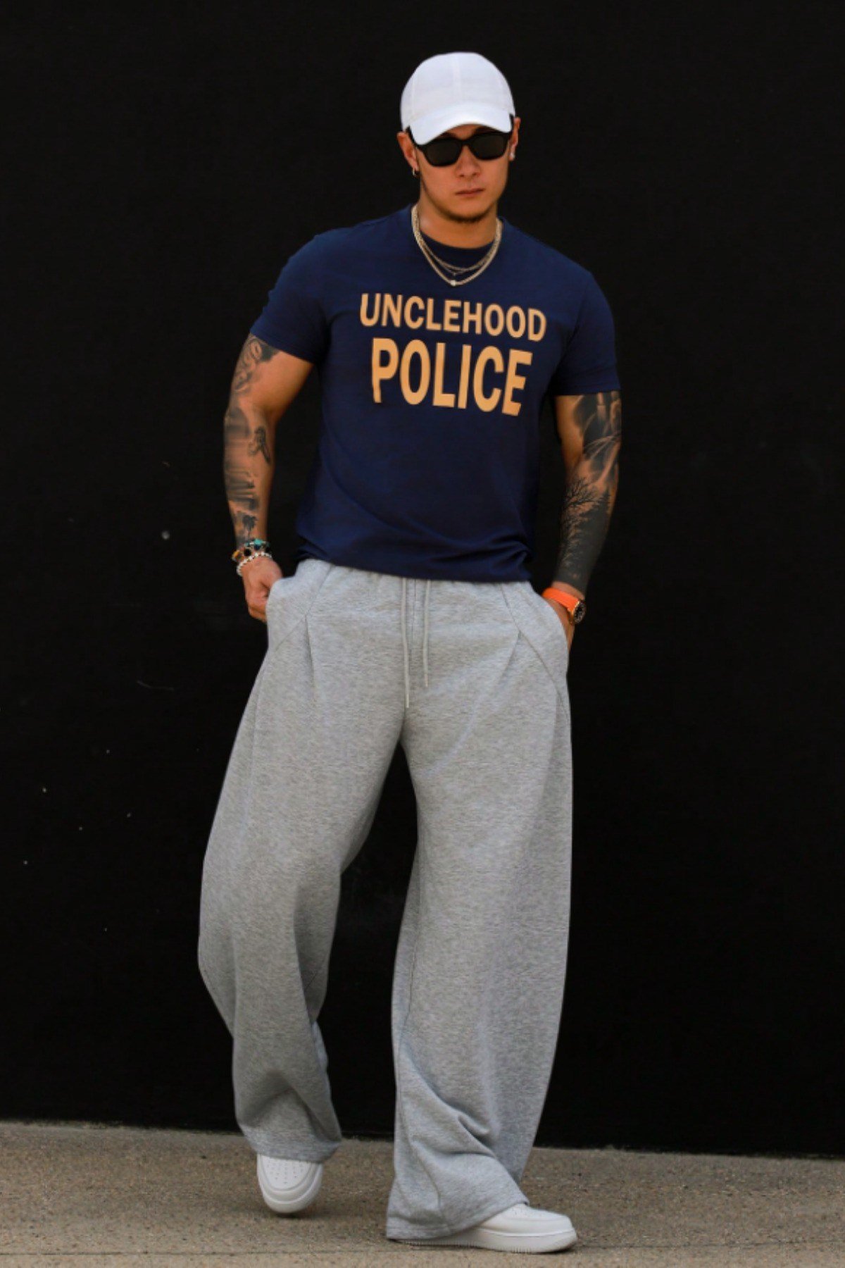 Tarz CoolEşofman AltıTC-ESFOVR-026-Lacivert-SErkek Oversize Eşofman Altı Bağcıklı Rahat Kalıp Günlük Basic Jogger Pantolon