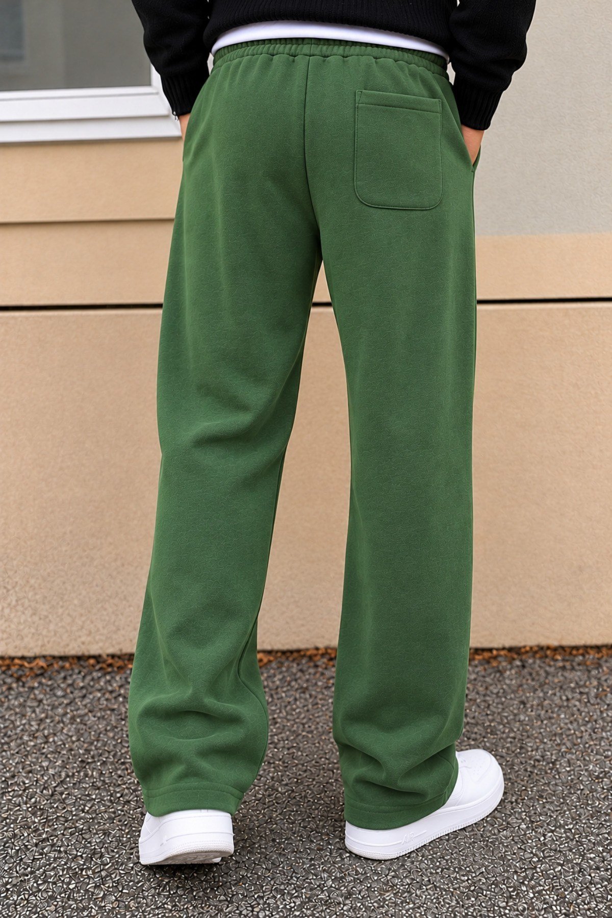 Tarz CoolEşofman AltıTRZ-BGY-301-Yeşil-MErkek Oversize Baggy Fit Eşofman Altı %100 Pamuk 3 İplik Şardonlu Bol Paça Rahat Kesim
