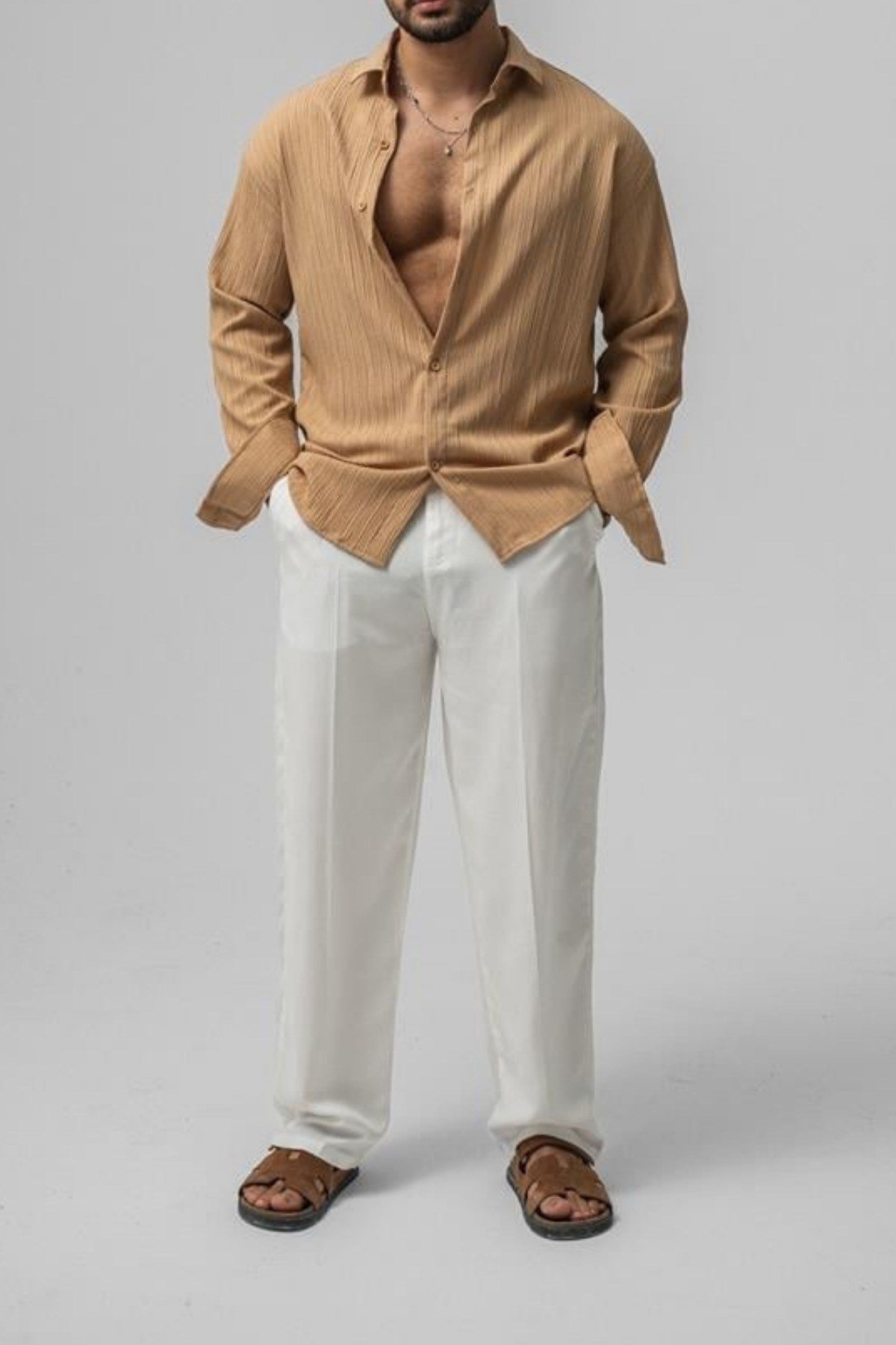 Tarz CoolGömlekGMLKWFL05R04Erkek Embossed Oversize Gömlek