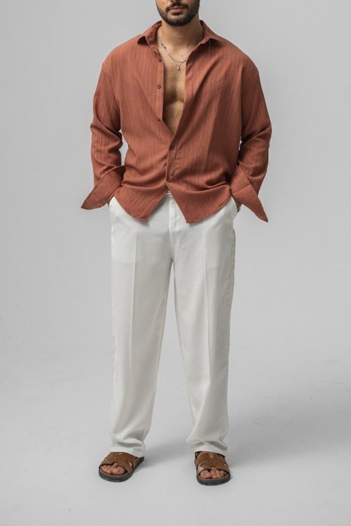 Tarz CoolGömlekGMLKWFL05R04Erkek Embossed Oversize Gömlek