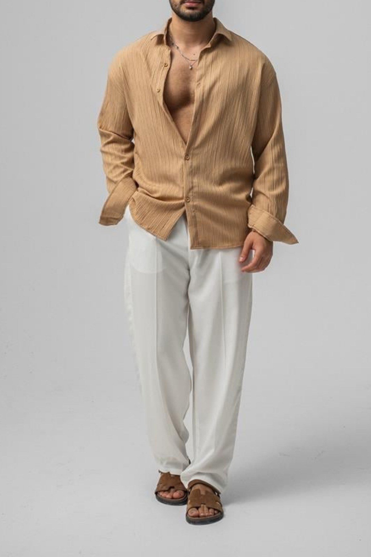 Tarz CoolGömlekGMLKWFL05R04Erkek Embossed Oversize Gömlek