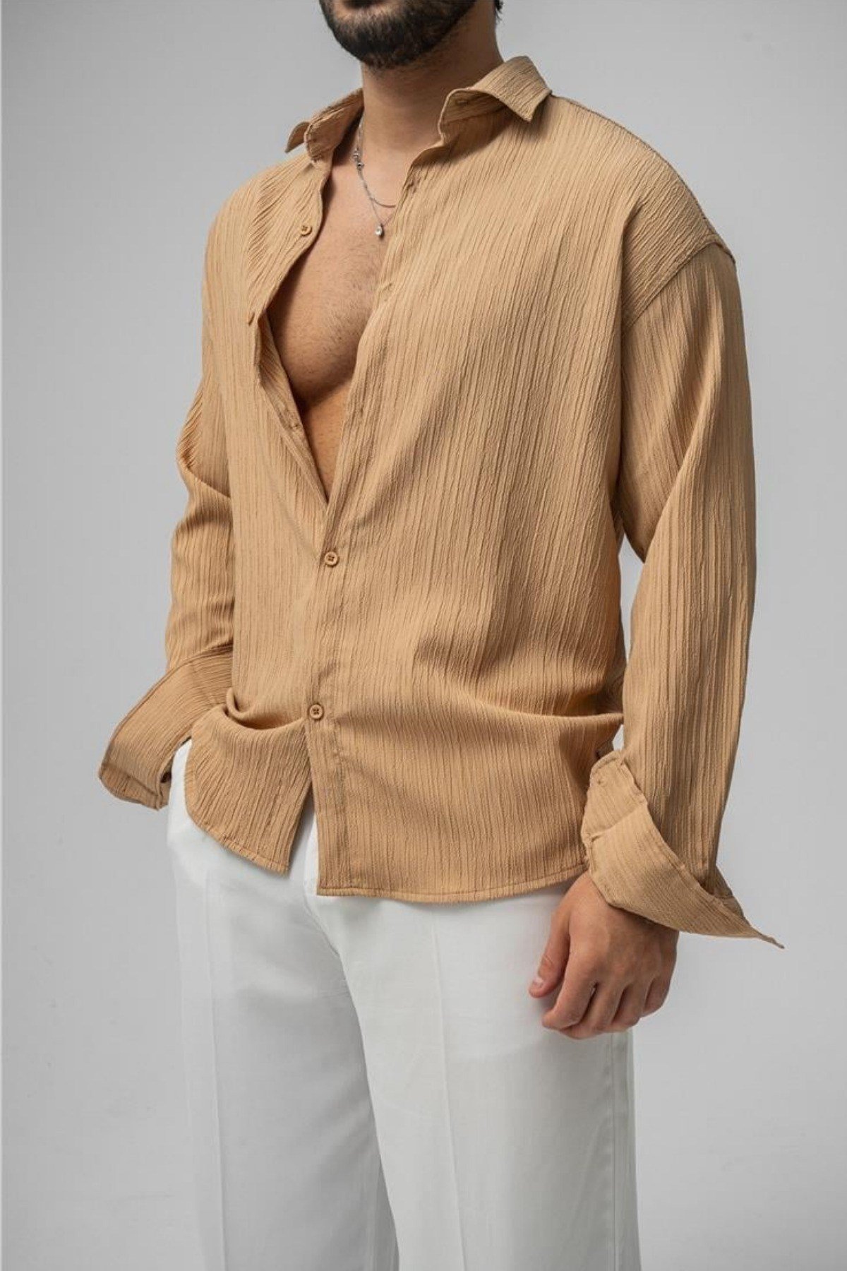 Tarz CoolGömlekGMLKWFL05R04Erkek Embossed Oversize Gömlek