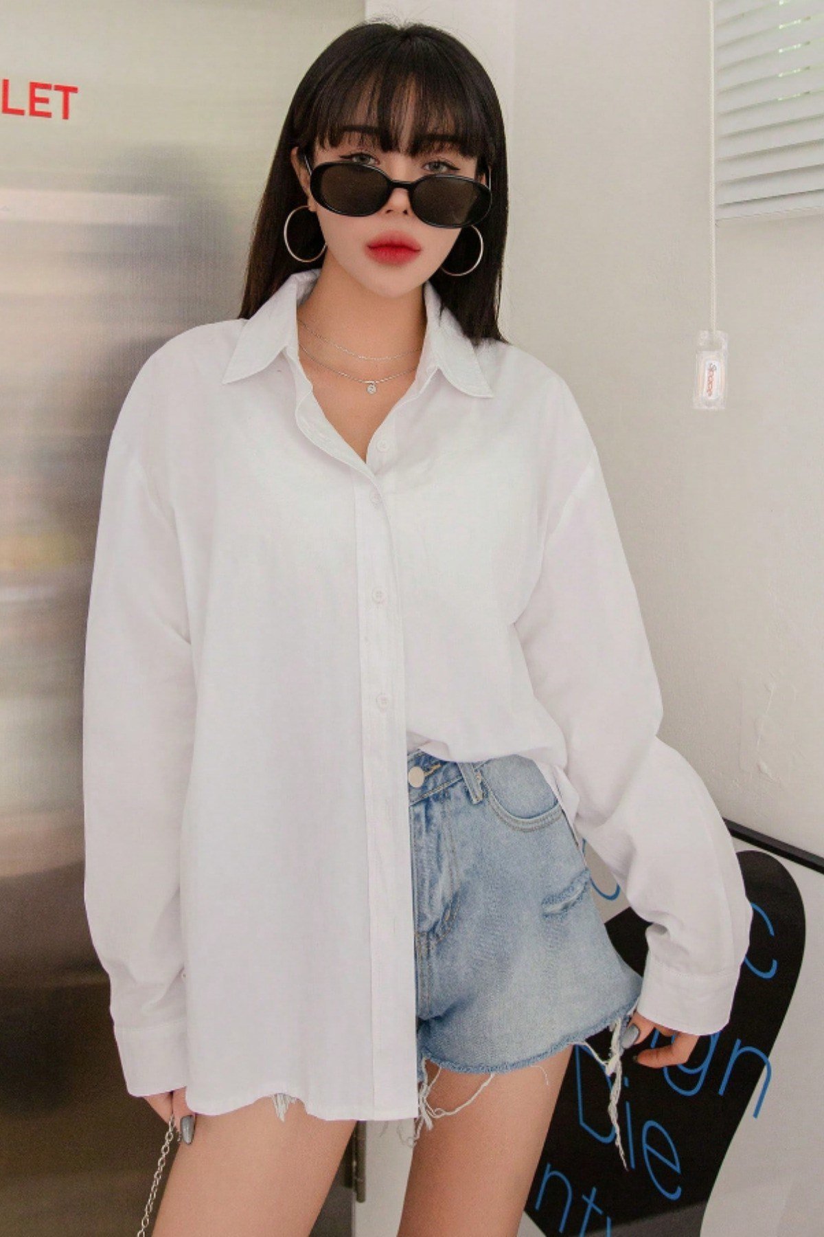 Tarz CoolGömlekKDNKTGM025R01Oversize Basic Uzun Kollu Gömlek Siyah