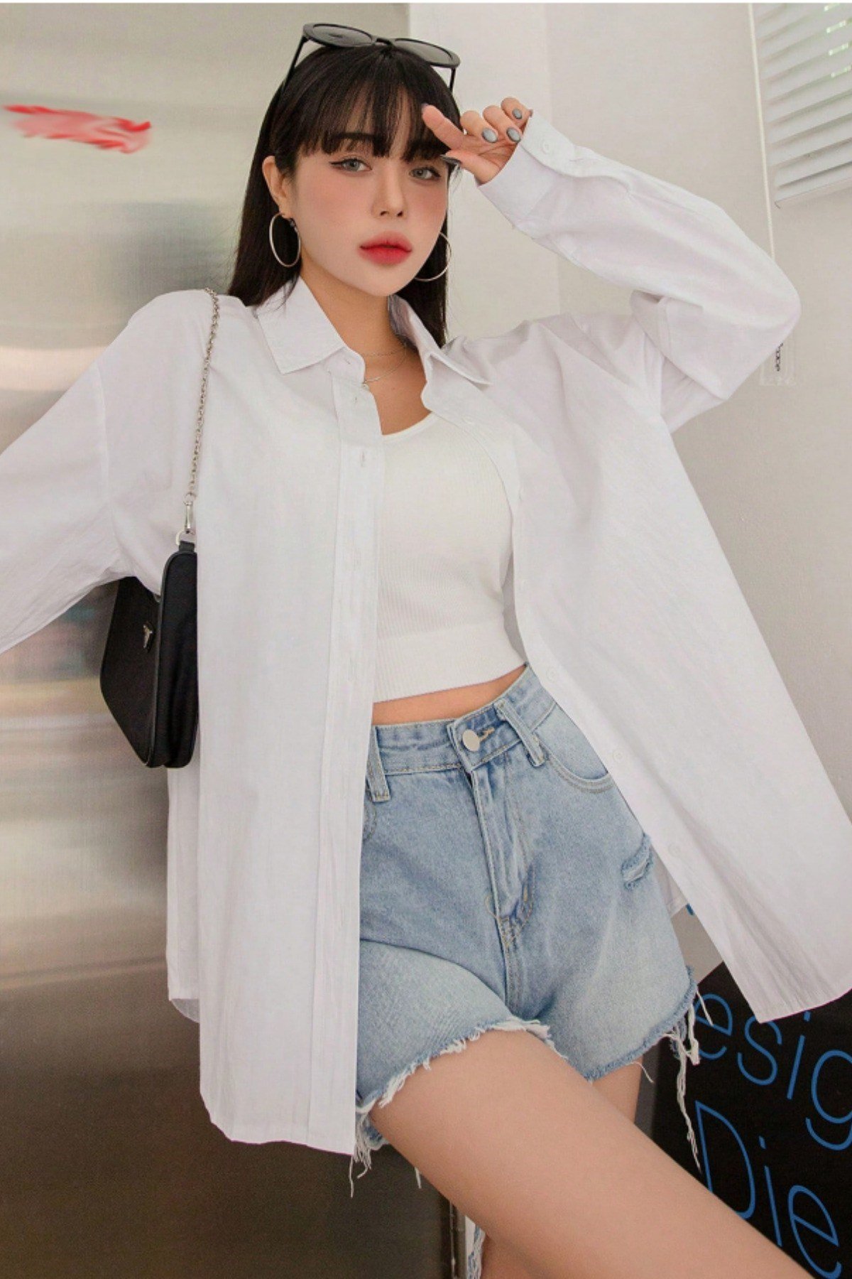 Tarz CoolGömlekKDNKTGM025R01Oversize Basic Uzun Kollu Gömlek Siyah