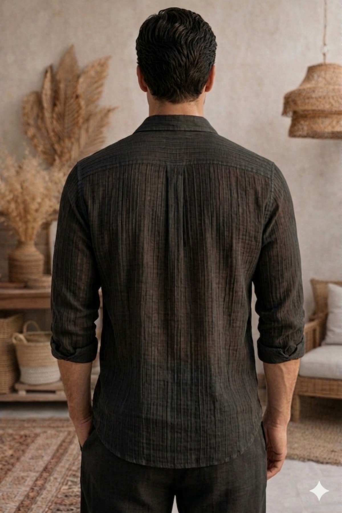 Tarz CoolGömlekKTN-CASUAL-01-BJ-SErkek Keten Karışımlı Gömlek Relaxed Yazlık İnce Kumaş Şık Casual Gömlek