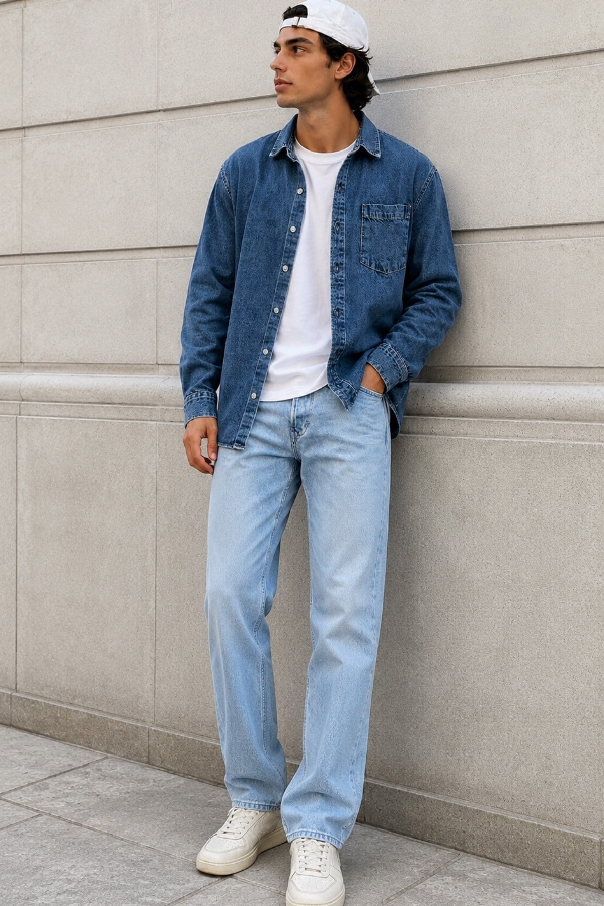 Tarz CoolGömlekRGSRSGML026-Yeşil-MErkek Regular Denim Gömlek – Yıkamalı Kot Uzun Kollu Cepli Jean Gömlek