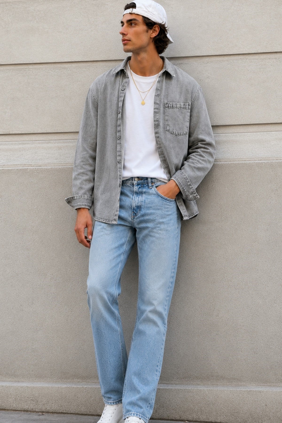 Tarz CoolGömlekRGSRSGML026-Yeşil-MErkek Regular Denim Gömlek – Yıkamalı Kot Uzun Kollu Cepli Jean Gömlek